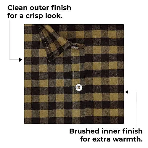 Men's Winter Wear Cottswool Gingham Checkered Full Sleeves Shirt (Brown)