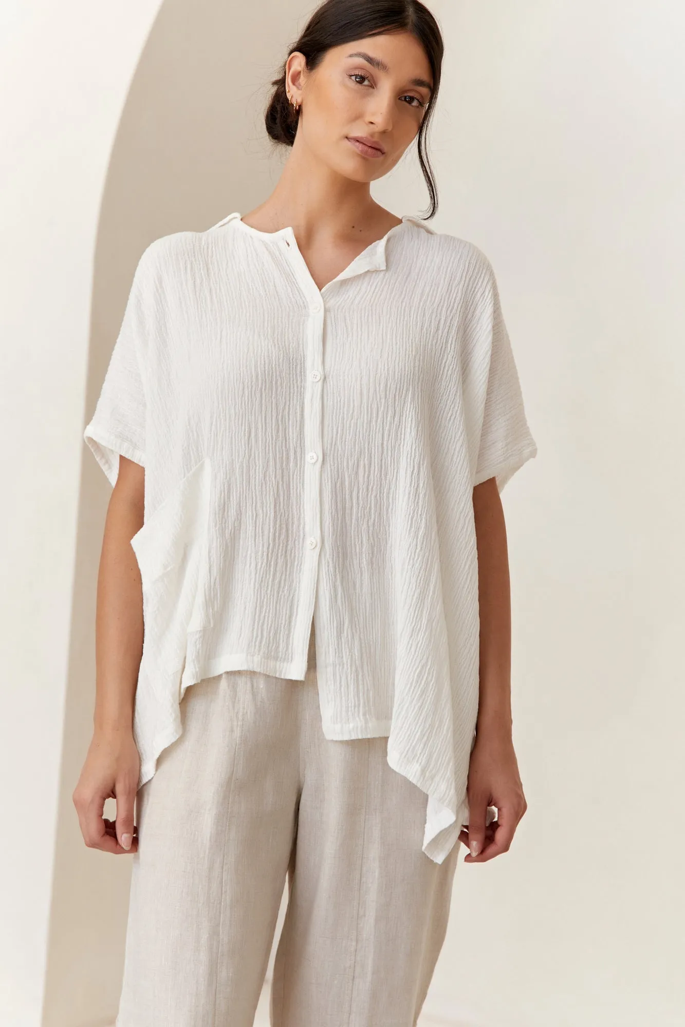 Naoko Linen Top White