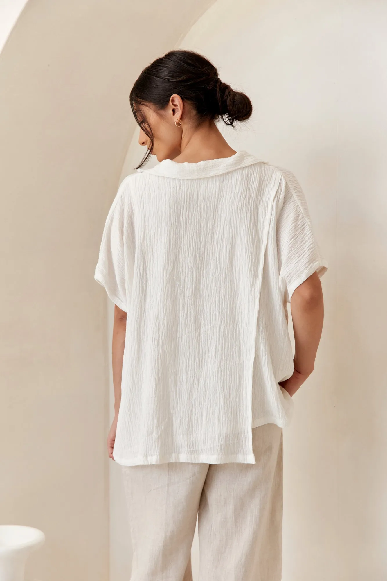 Naoko Linen Top White