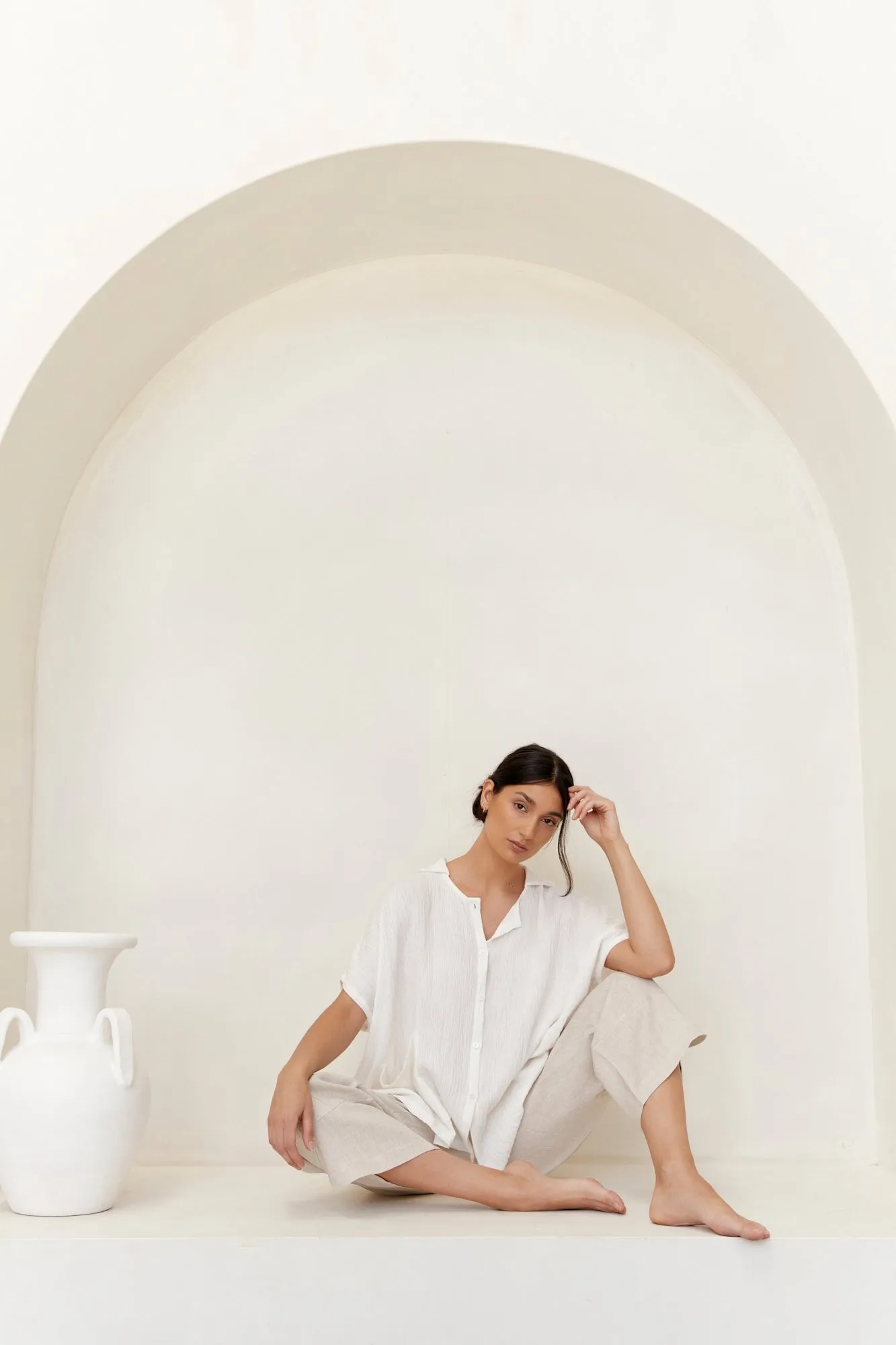 Naoko Linen Top White