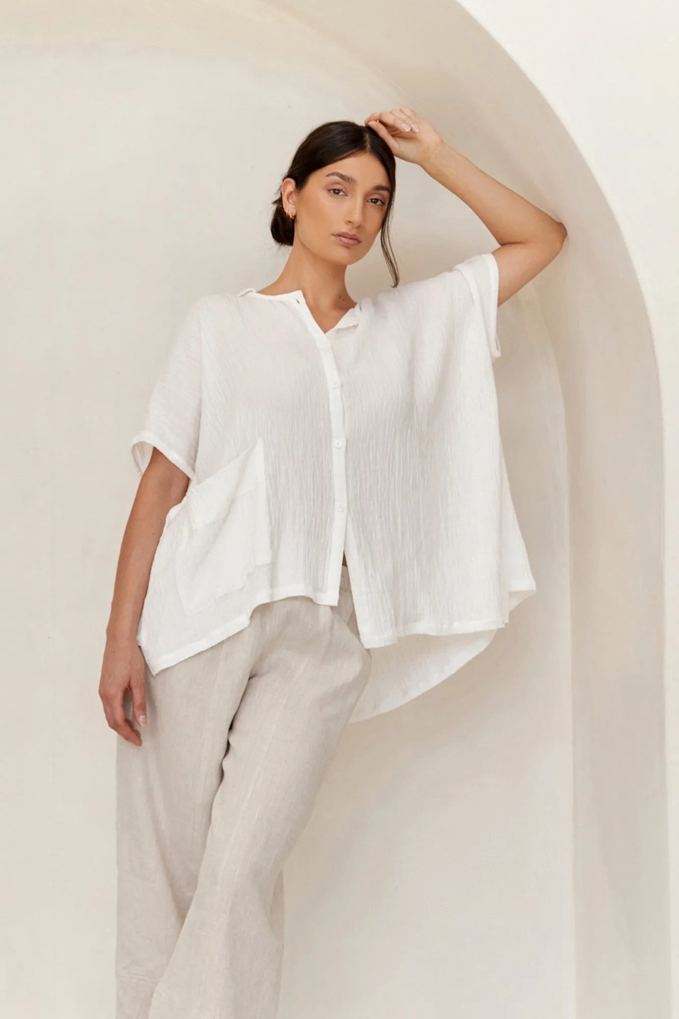 Naoko Linen Top White