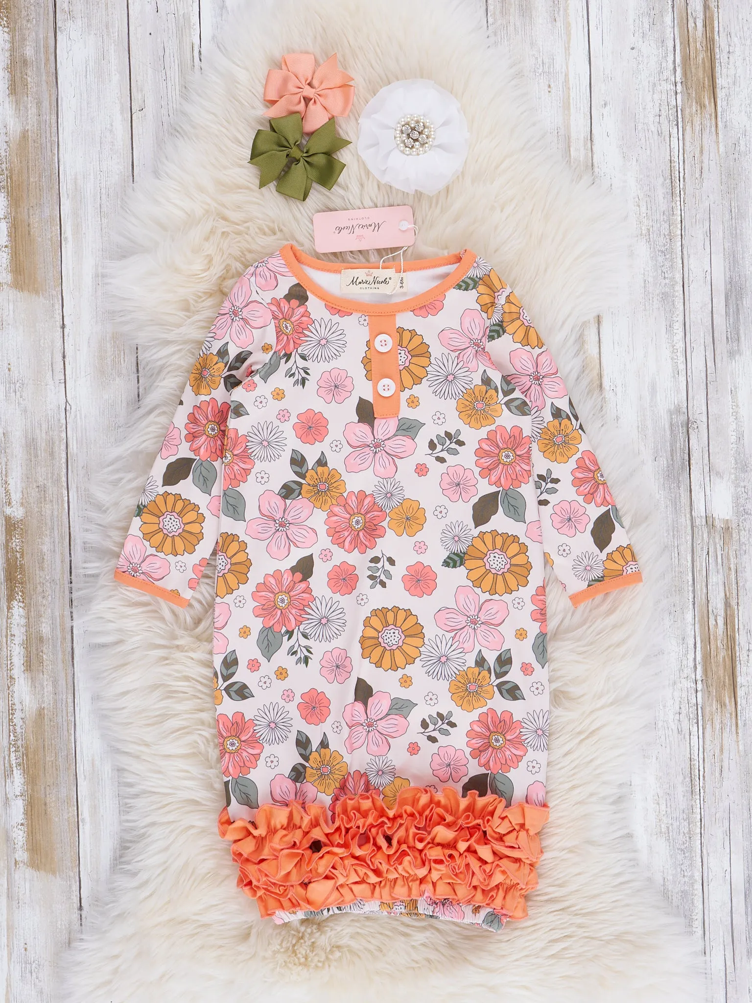 Orange Marigold Blooms Sleep Gown