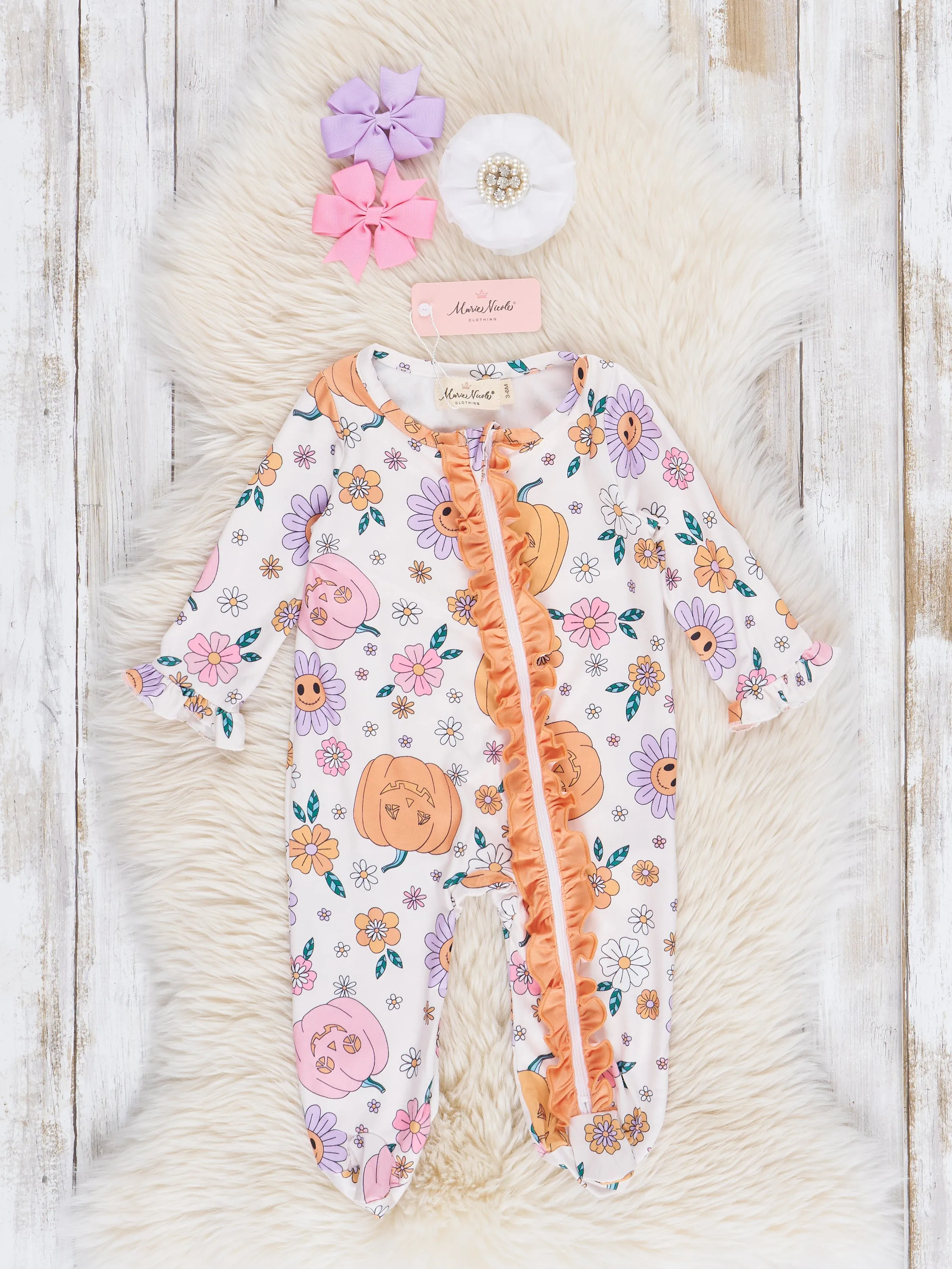 Pumpkins & Daisies Footed Sleeper Pajamas