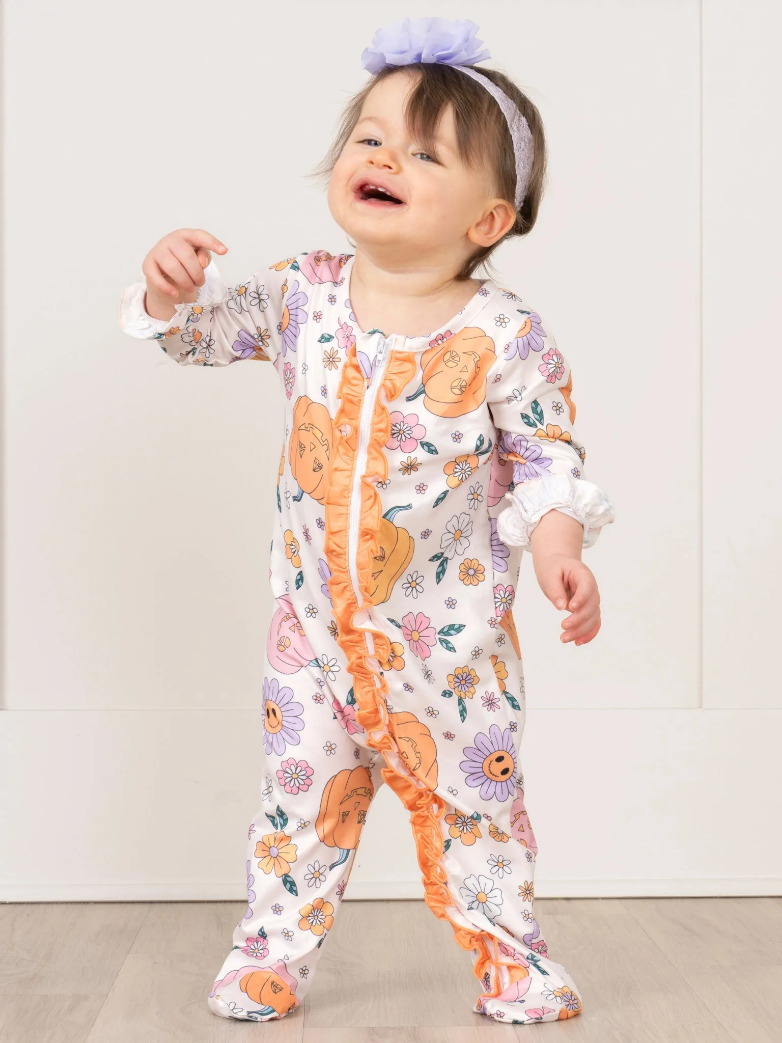 Pumpkins & Daisies Footed Sleeper Pajamas