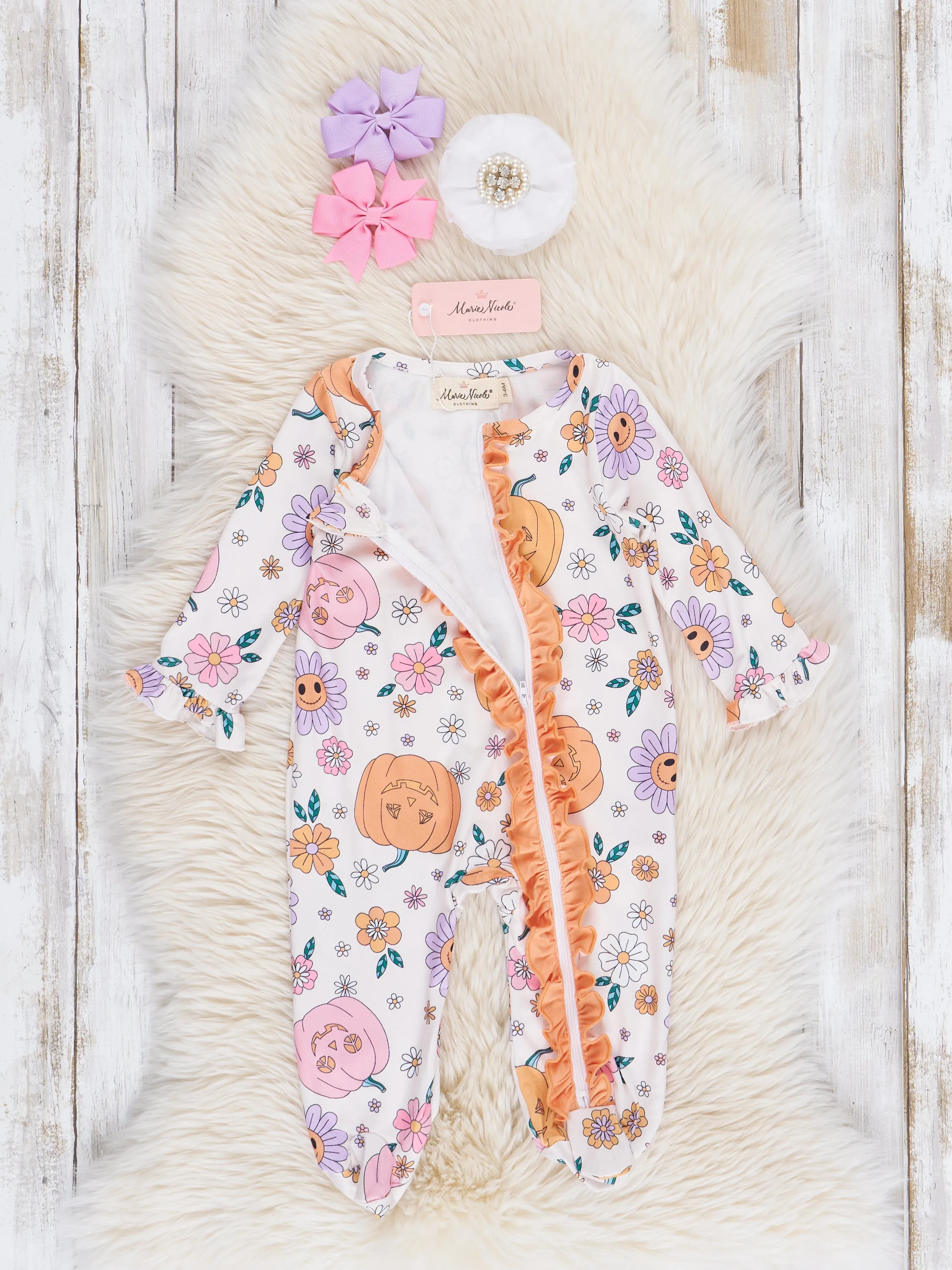 Pumpkins & Daisies Footed Sleeper Pajamas