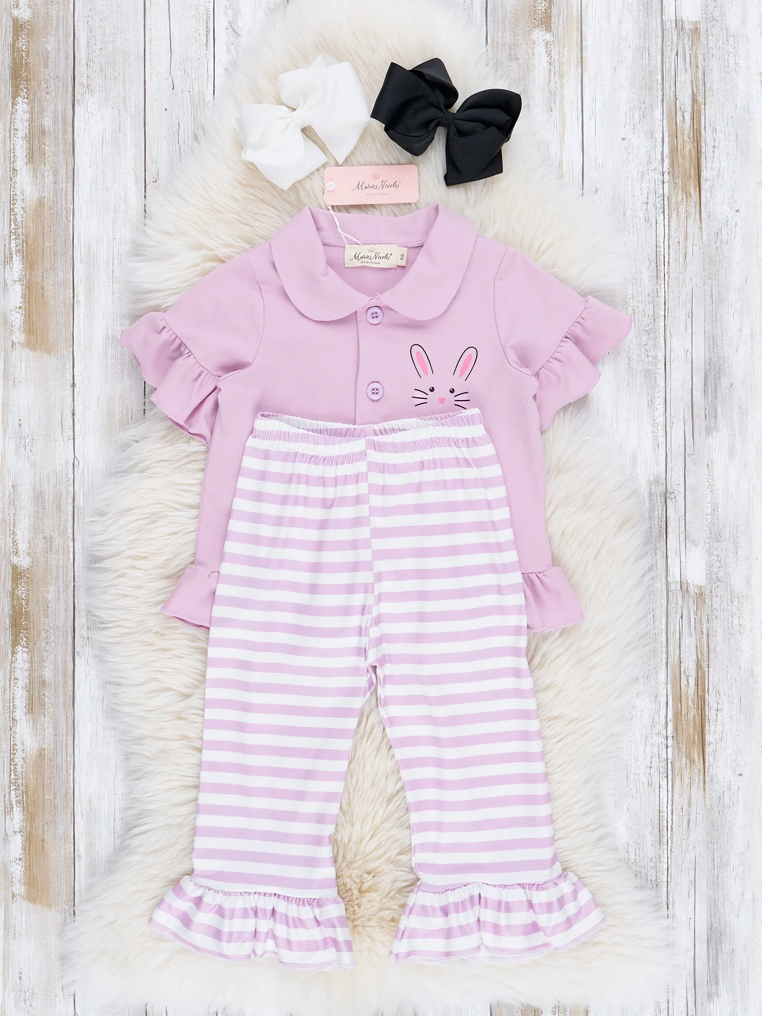 Purple Stripes Spring Ruffle Pajamas