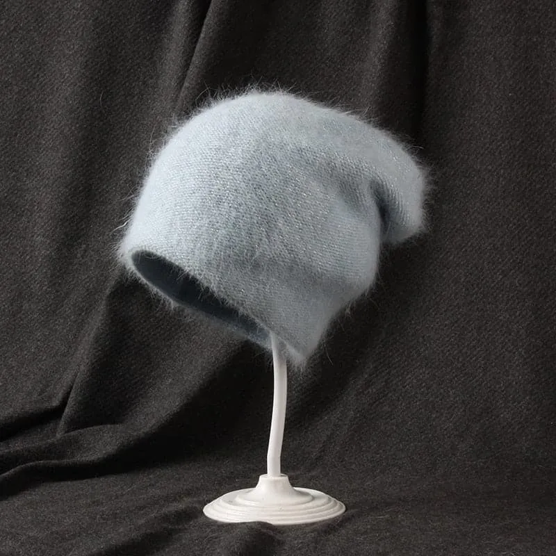 Rabbit Fur Soft Beanie - Warm and Stylish Winter Hat for Outdoor Activities