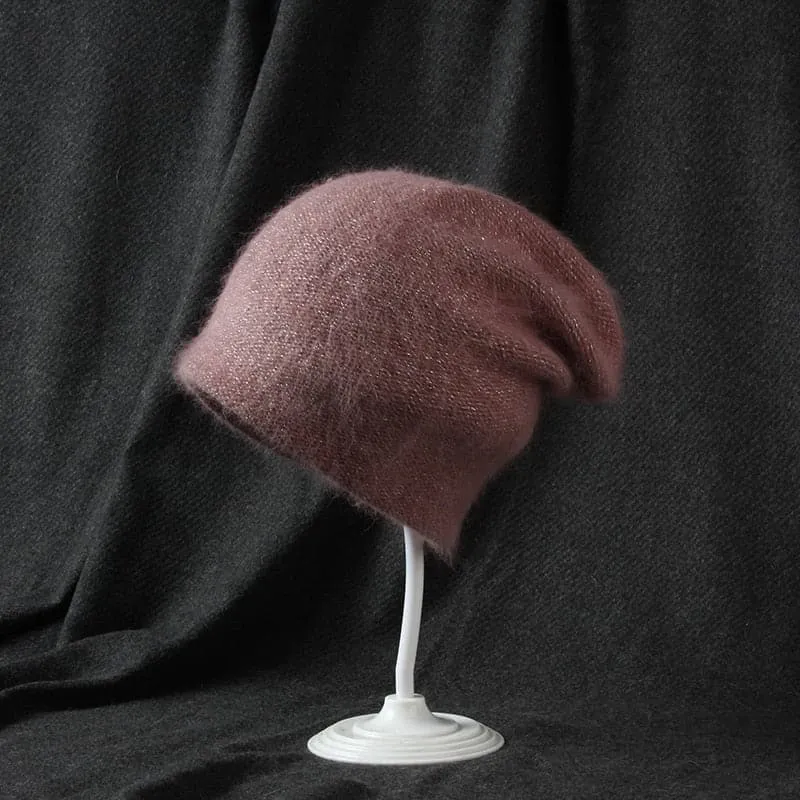 Rabbit Fur Soft Beanie - Warm and Stylish Winter Hat for Outdoor Activities