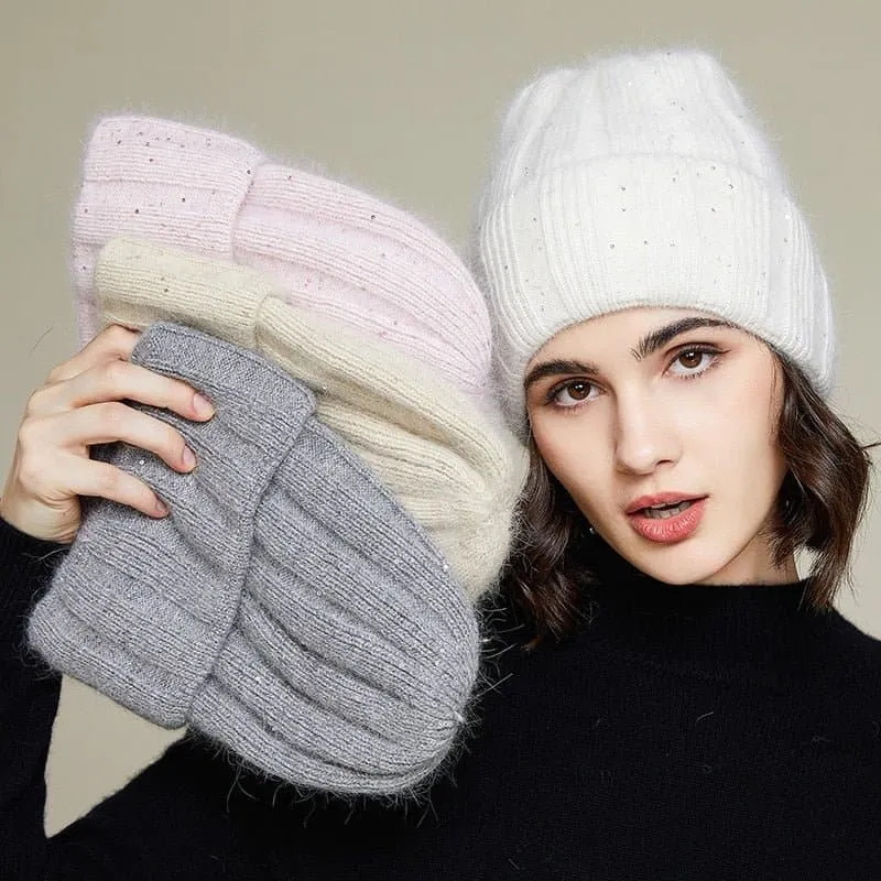 Rabbit Fur Soft Beanie - Warm and Stylish Winter Hat for Outdoor Activities