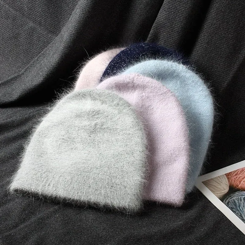 Rabbit Fur Soft Beanie - Warm and Stylish Winter Hat for Outdoor Activities