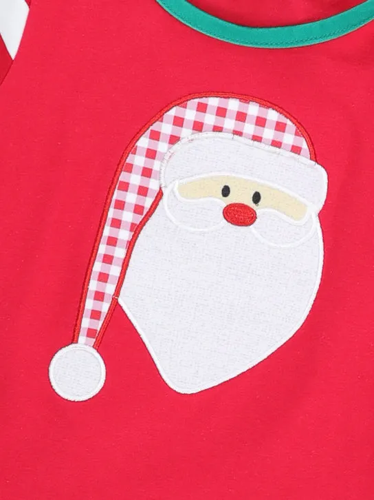 Red Striped Santa Raglan Ruffle Pajamas