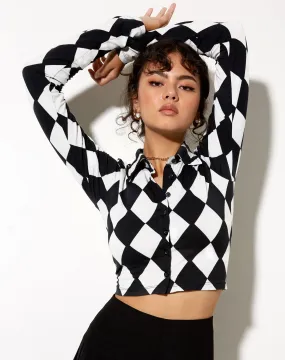 Ryals Crop Top in Harlequin Black and White