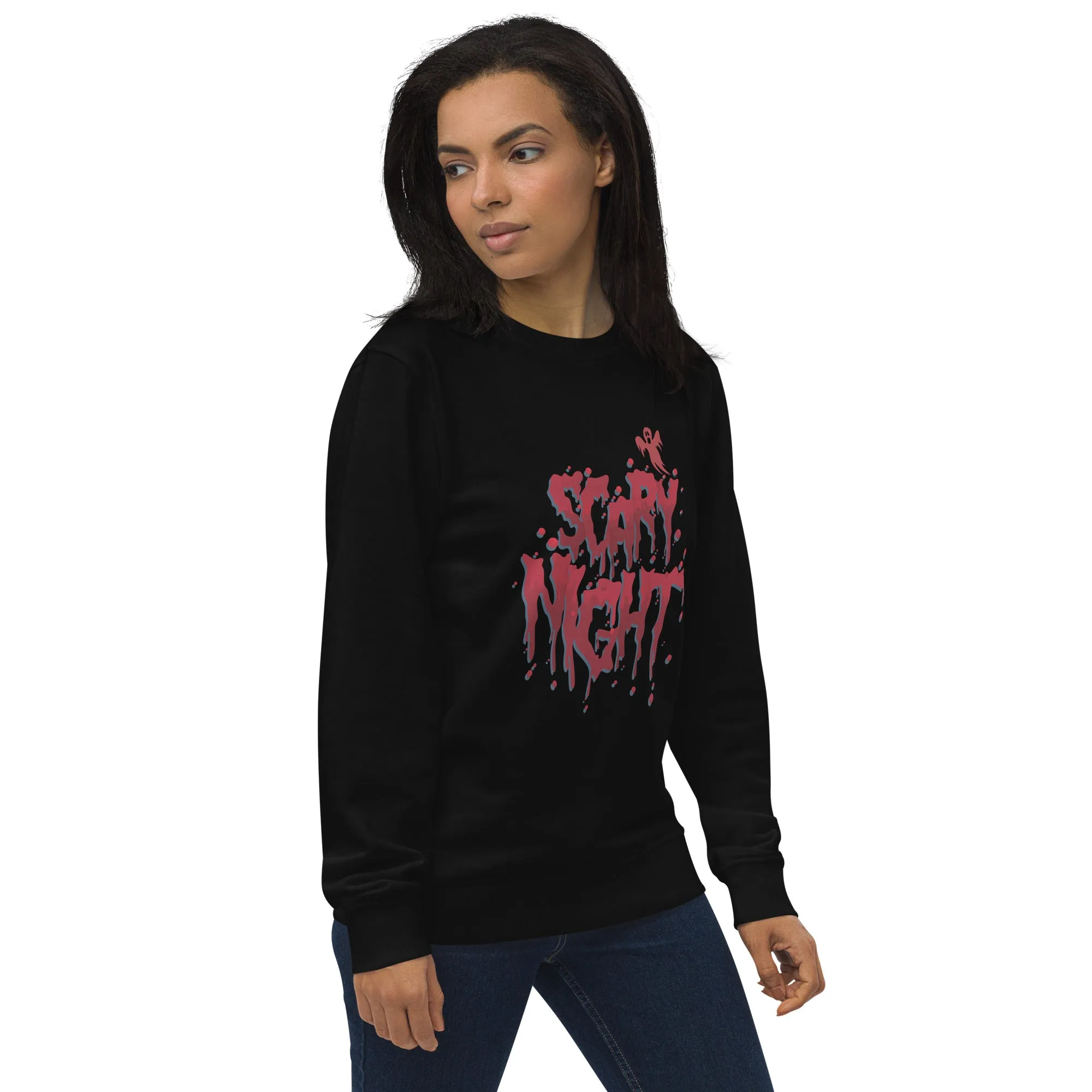 Scary Night Halloween Graphic Women Organic Sweatshirt