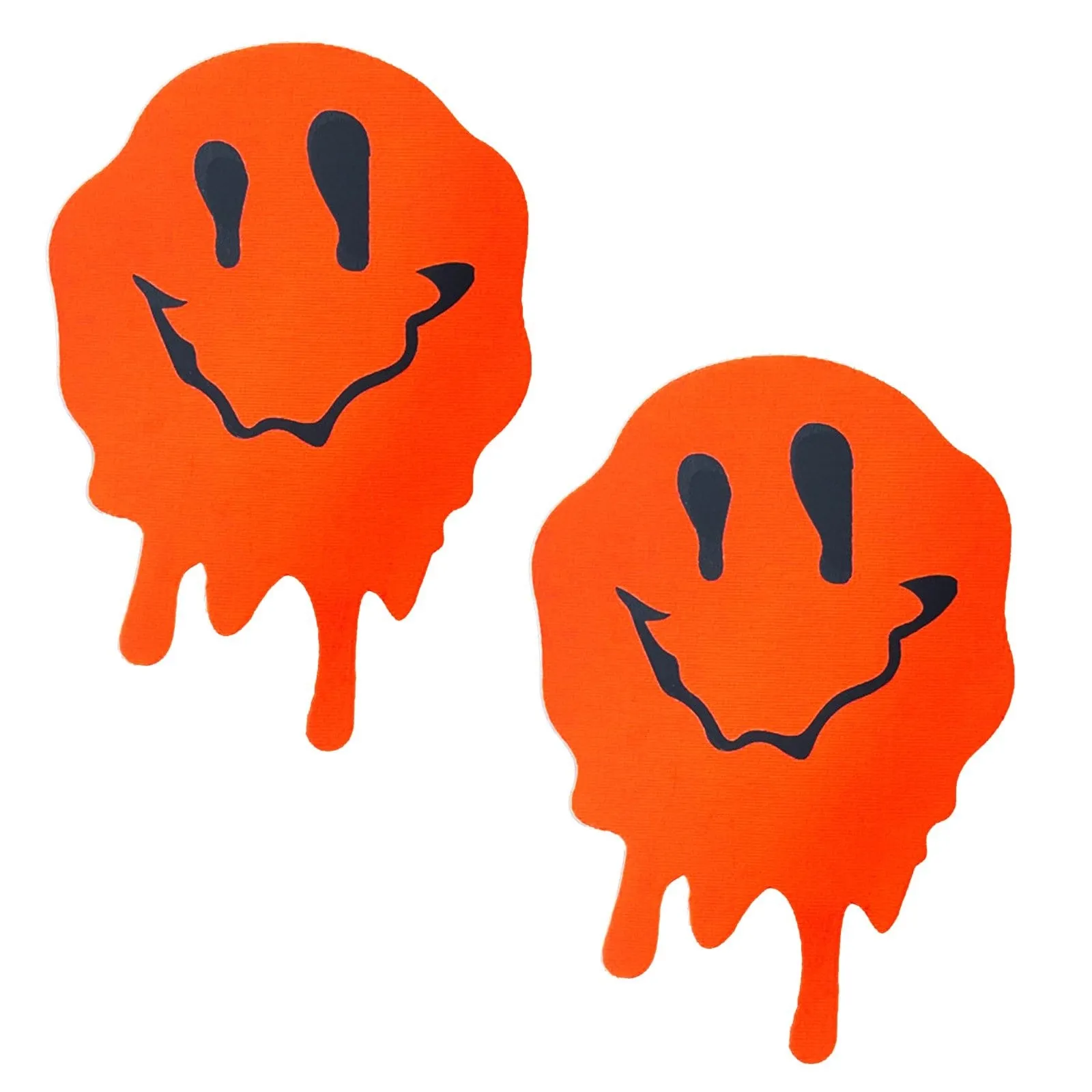 Smiley Vibes Neon Orange Blacklight Nipple Cover Pasties