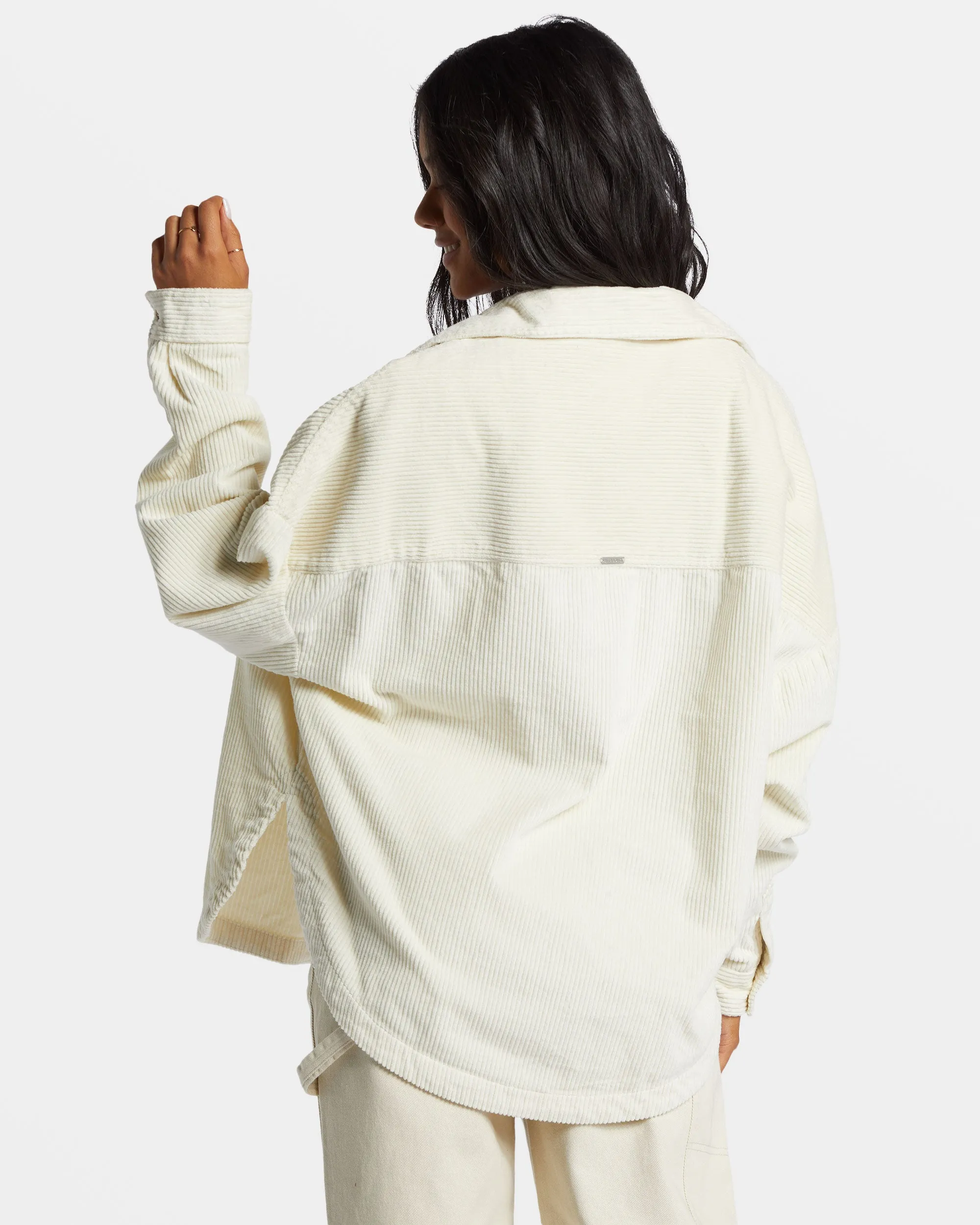 Stoked On You Oversized Long Sleeve Shirt - White Cap