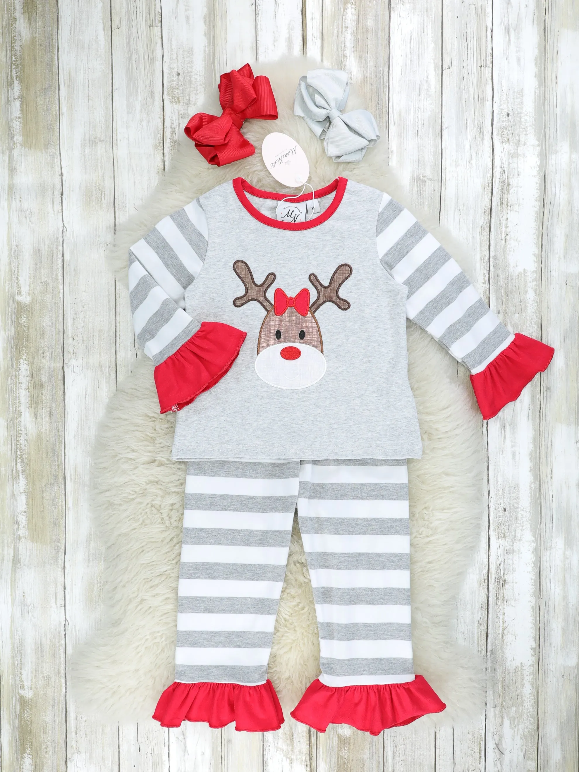 Striped Reindeer Pajamas - Boys & Girls