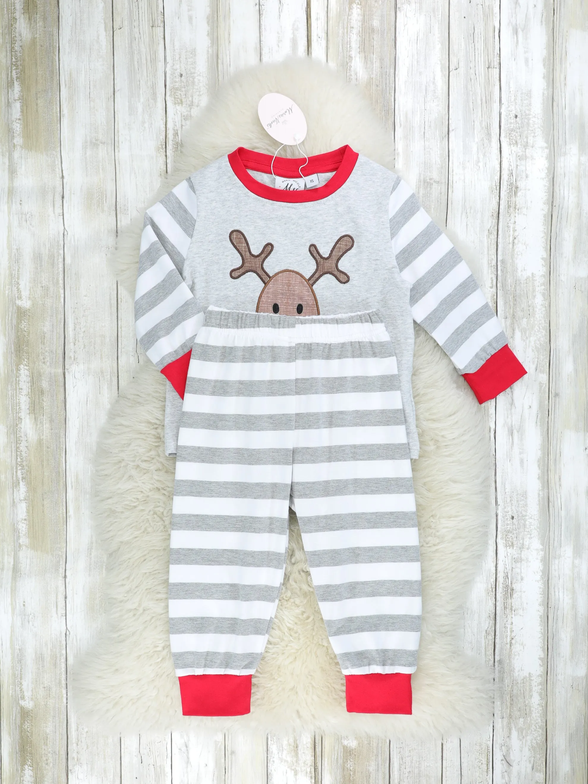 Striped Reindeer Pajamas - Boys & Girls