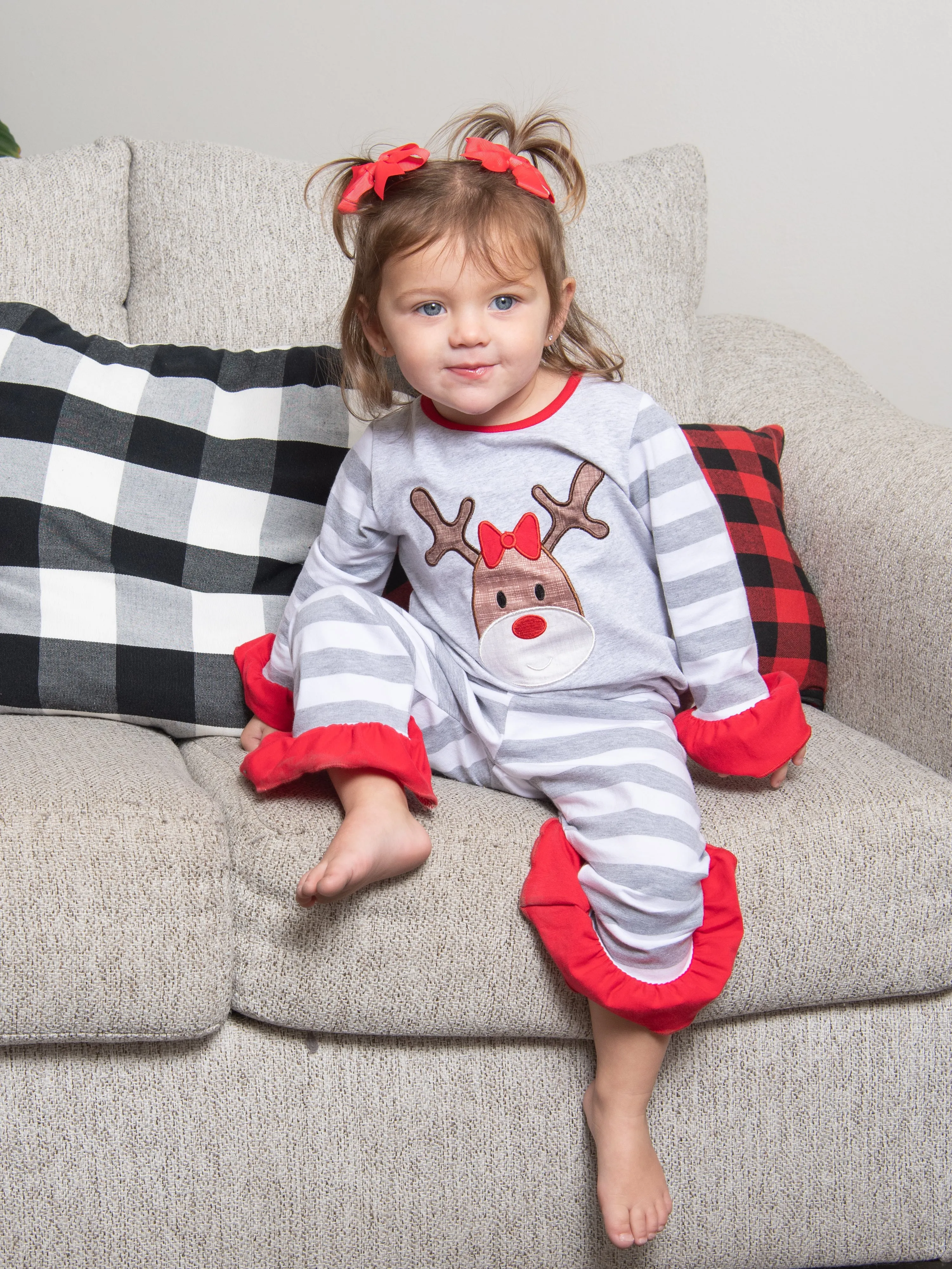 Striped Reindeer Pajamas - Boys & Girls