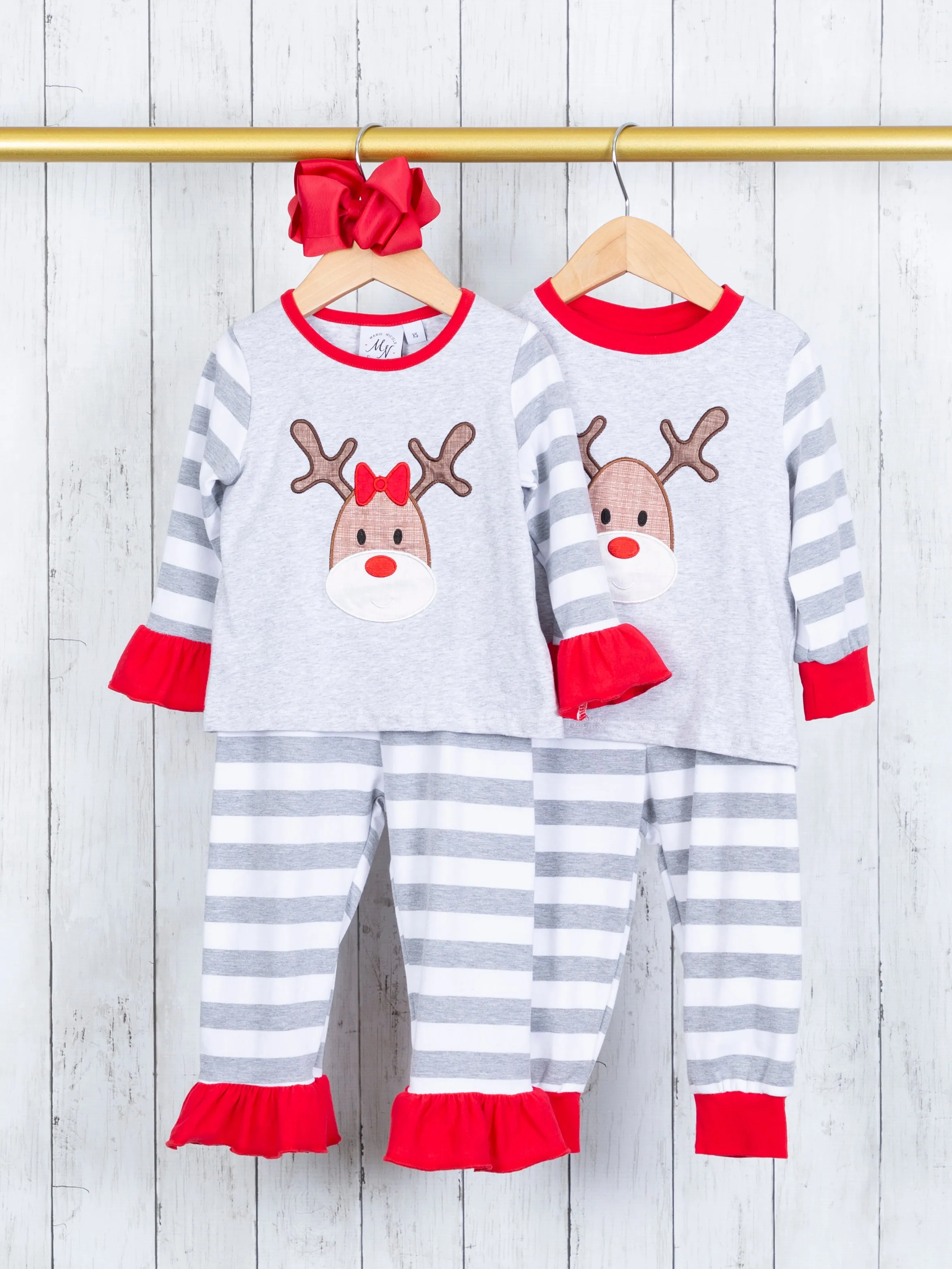 Striped Reindeer Pajamas - Boys & Girls