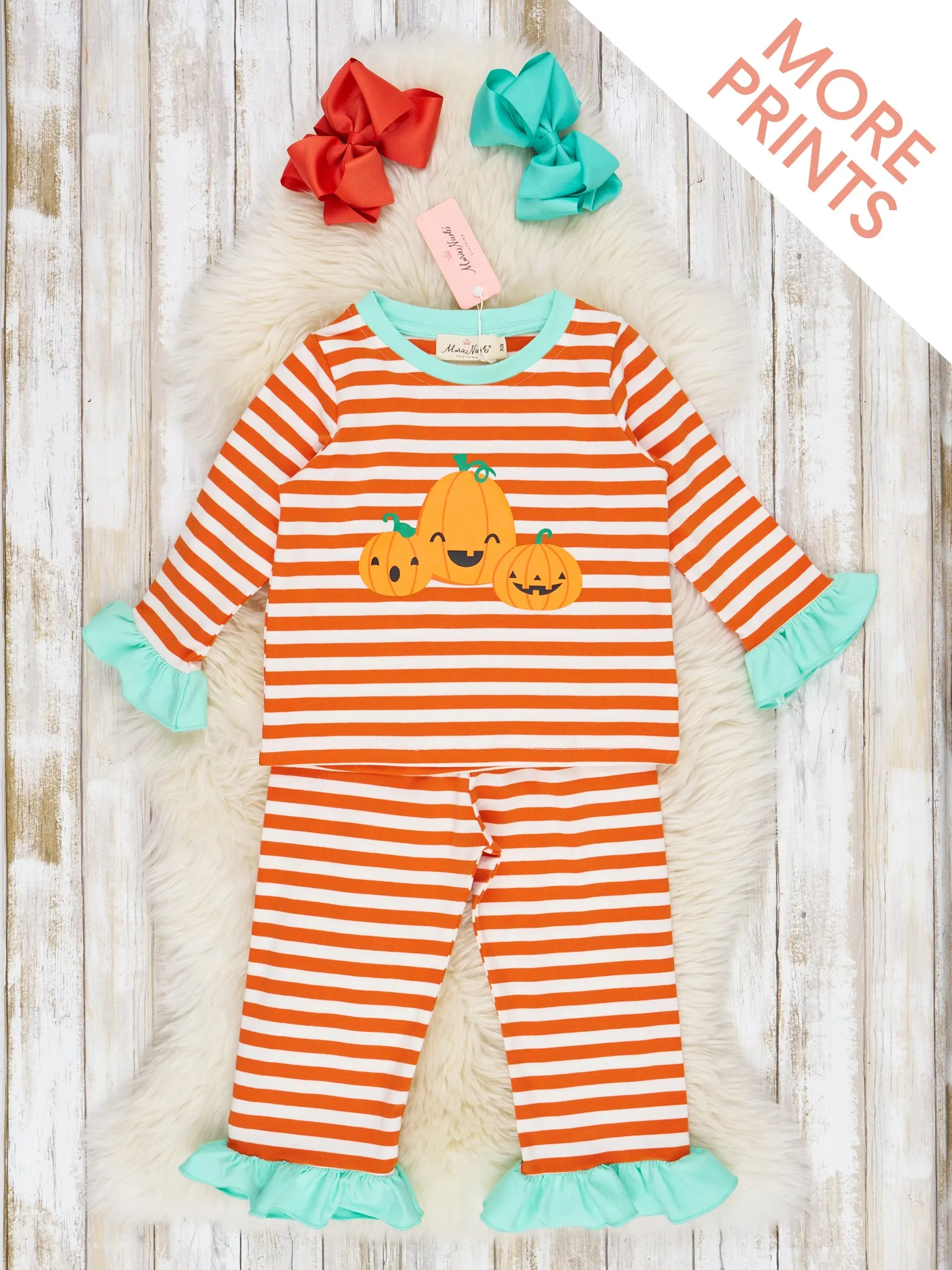 Striped Spooky Friends Ruffle Pajamas