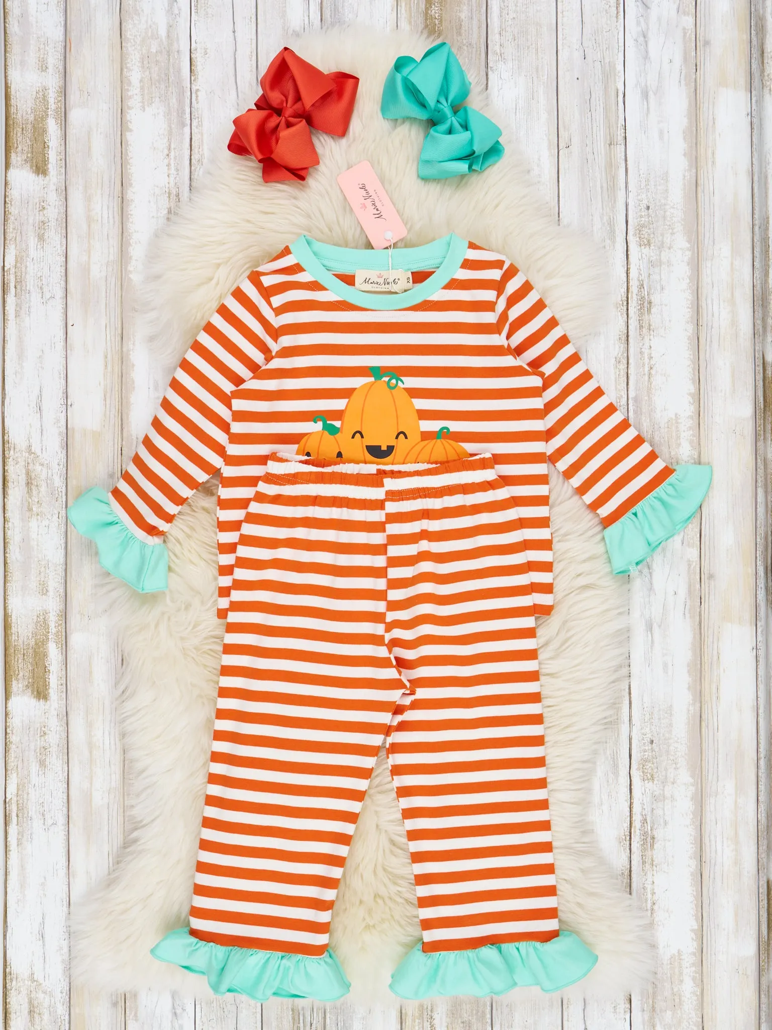 Striped Spooky Friends Ruffle Pajamas