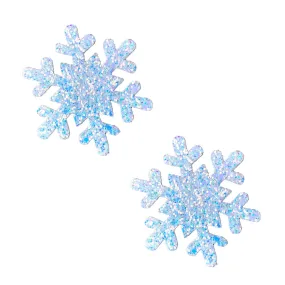 Super Sparkle White Chunky Glitter Snowflake Nipple Cover Pasties