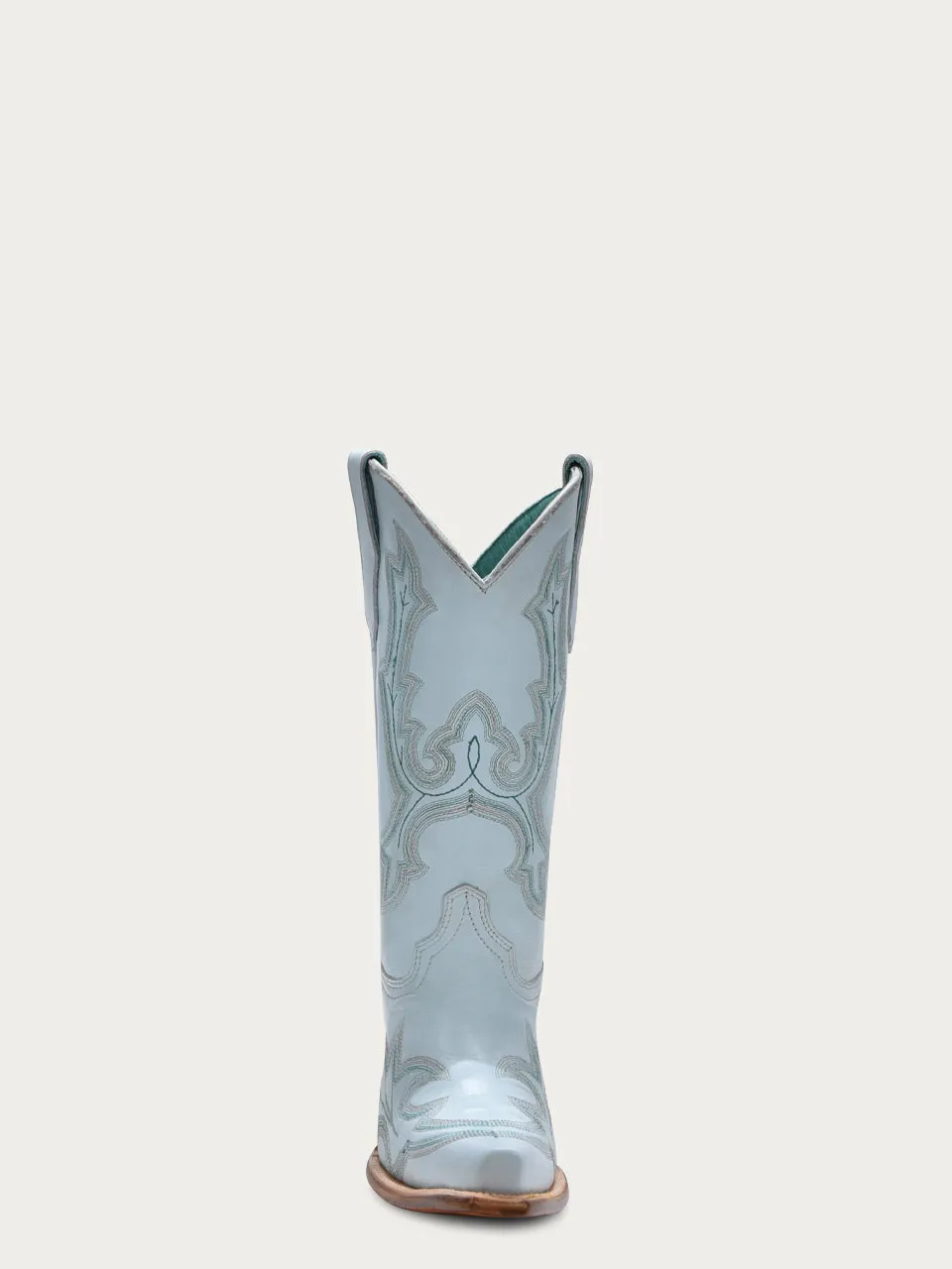 T0174 - TEEN'S BLUE EMBROIDERY SNIP-TOE COWBOY BOOT