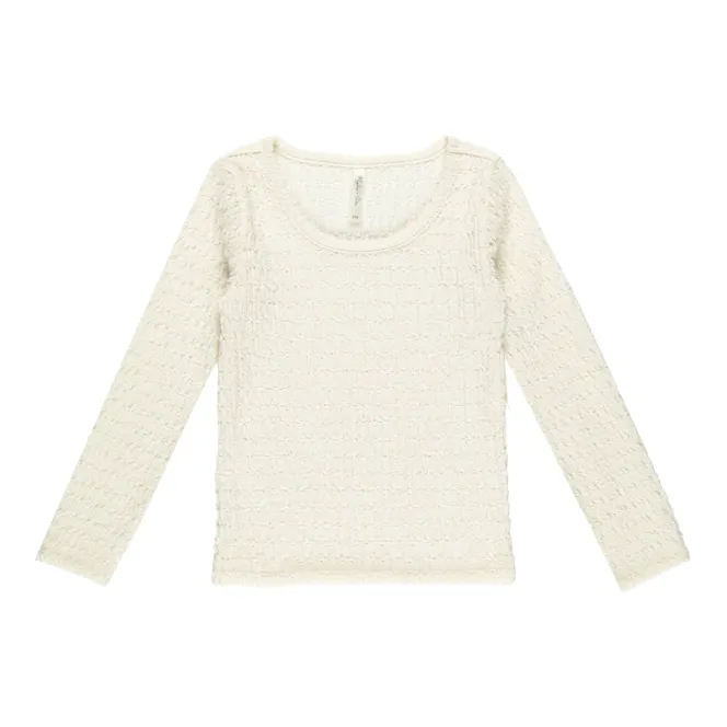 textured long sleeve top || ivory