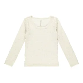 textured long sleeve top || ivory