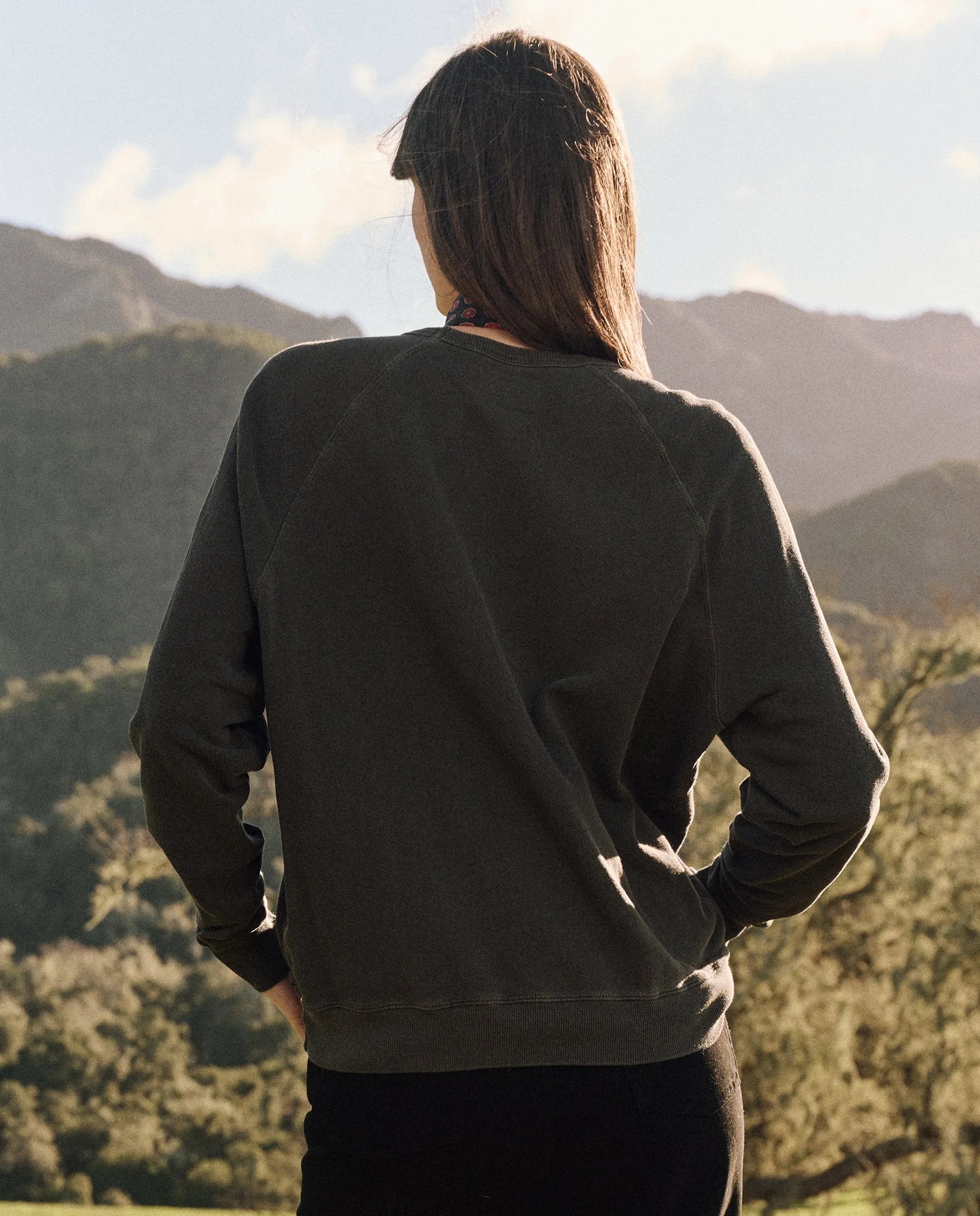 The College Sweatshirt. Graphic -- Washed Black with Bear Graphic