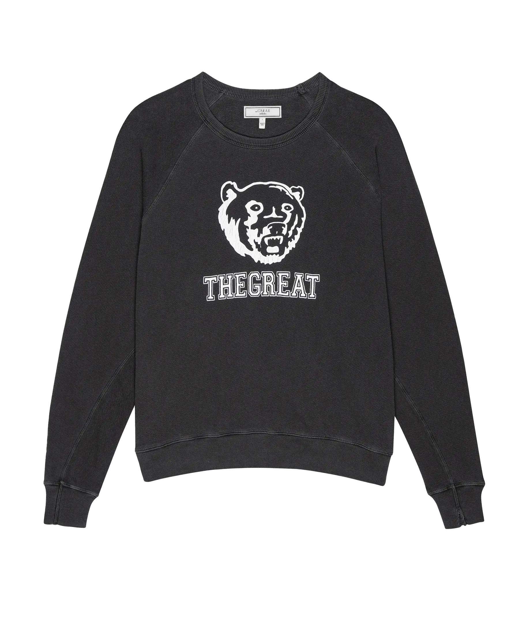 The College Sweatshirt. Graphic -- Washed Black with Bear Graphic