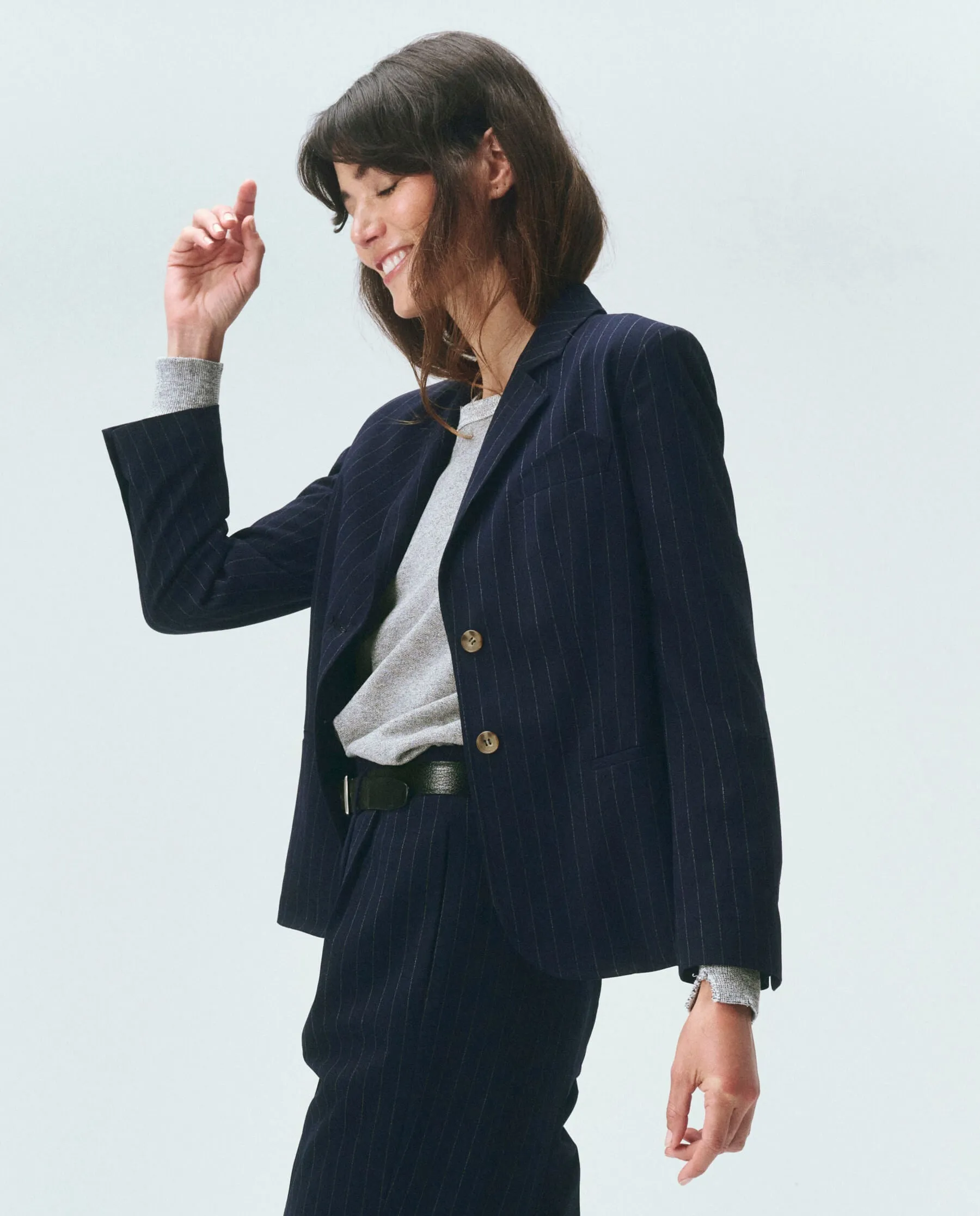 The Shrunken Blazer. -- Navy Pin Stripe