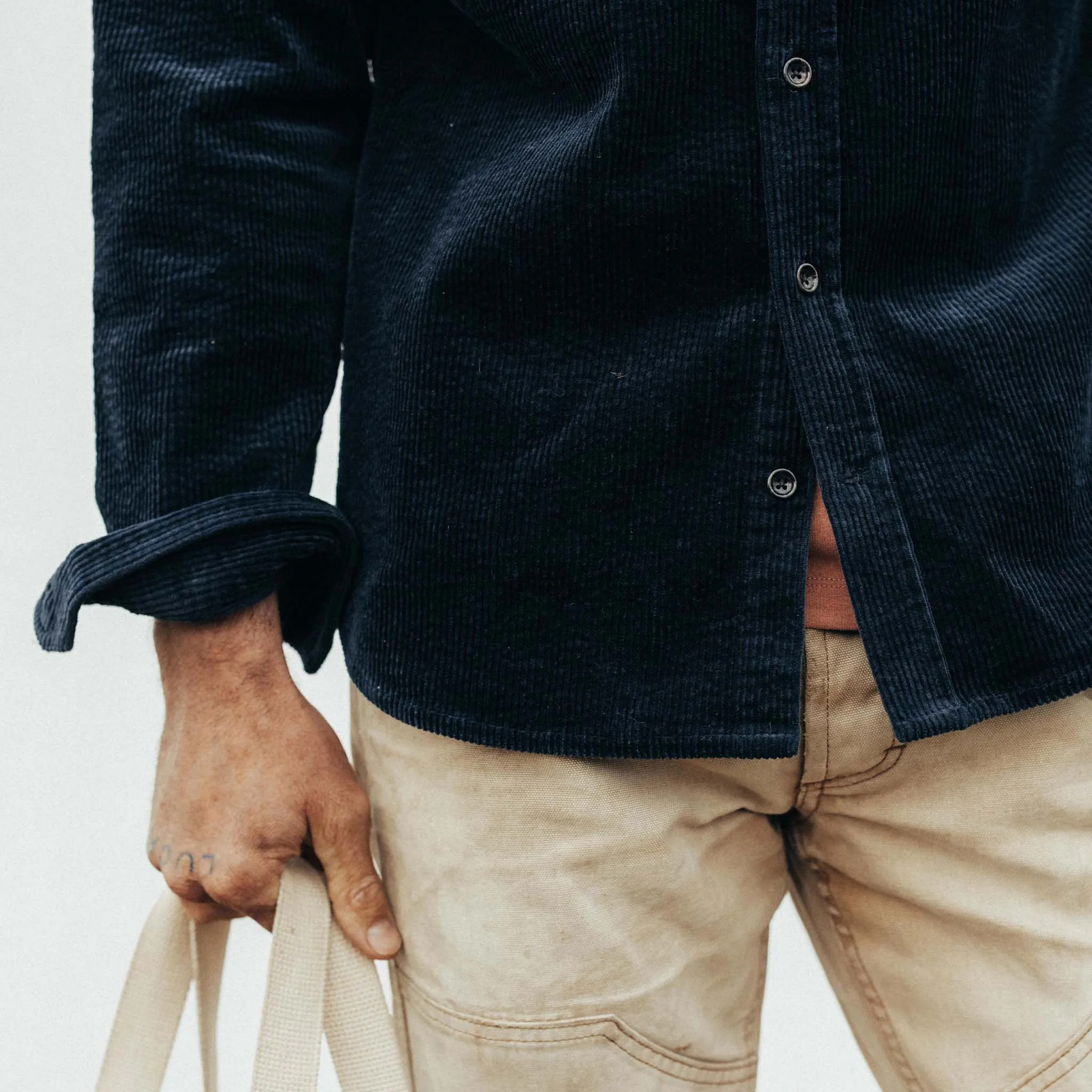 The Utility Shirt in Dark Navy Crepe Cord