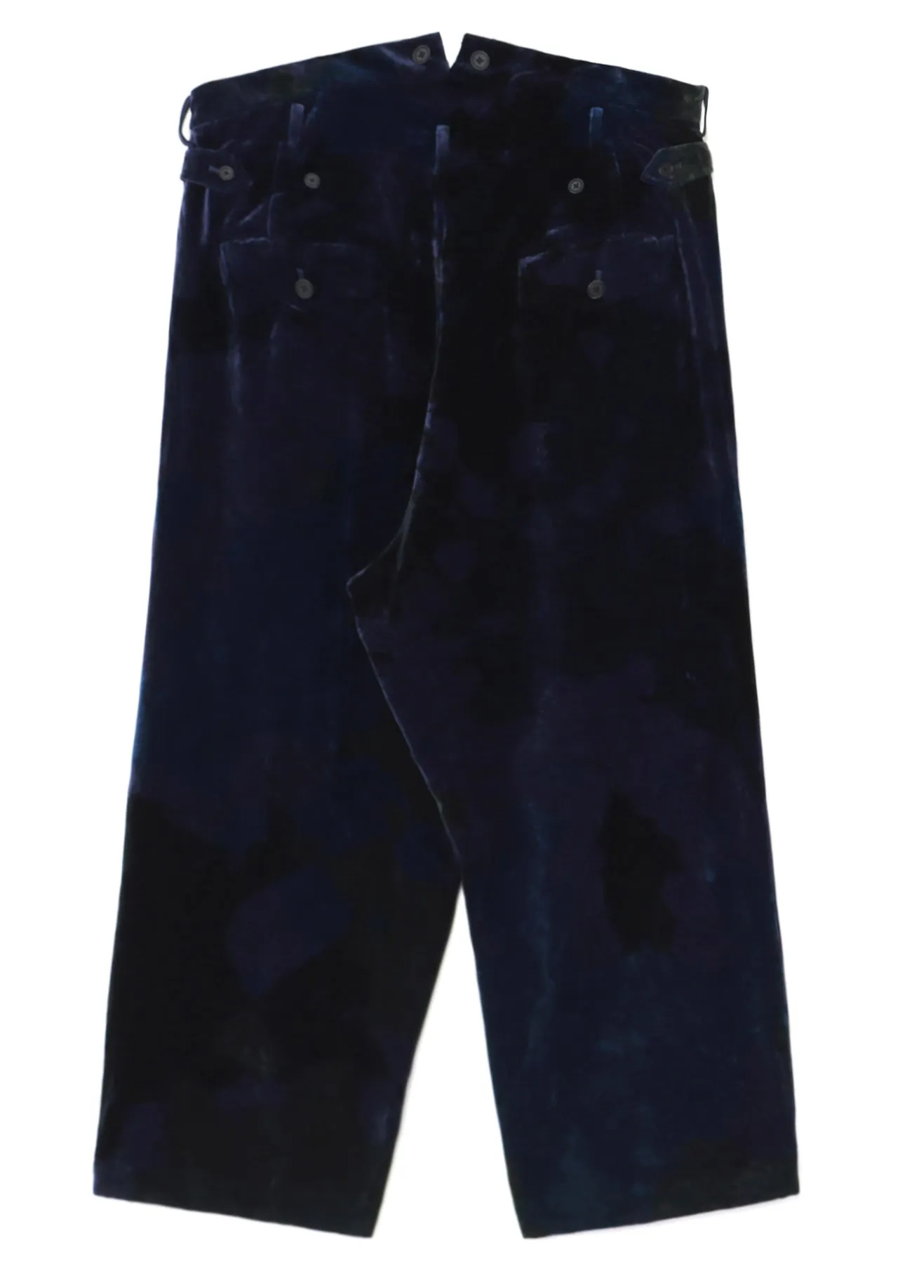 TIE-DYE VELVET SUSPENDER PANTS WITH TRIANGLE GUSSET