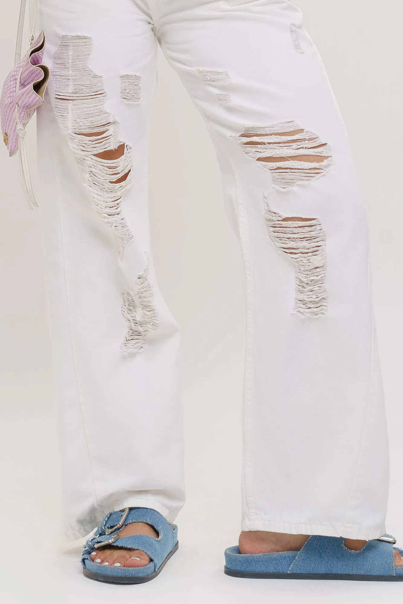 Too Distressed White Straight Jeans