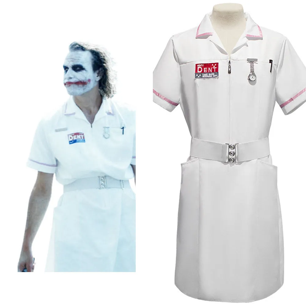 VeeGet Batman Dark Knight Heath Ledger Joker Nruse Uniform Cosplay Costume SMan