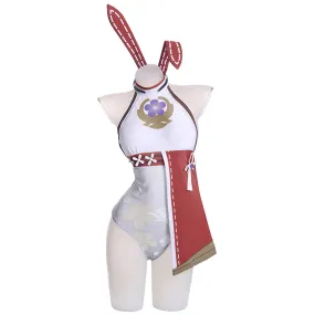 VeeGet Genshin Impact Yae Miko Cosplay Costume Bunny Girls Costume Outfits for Halloween Carnival Party Suit