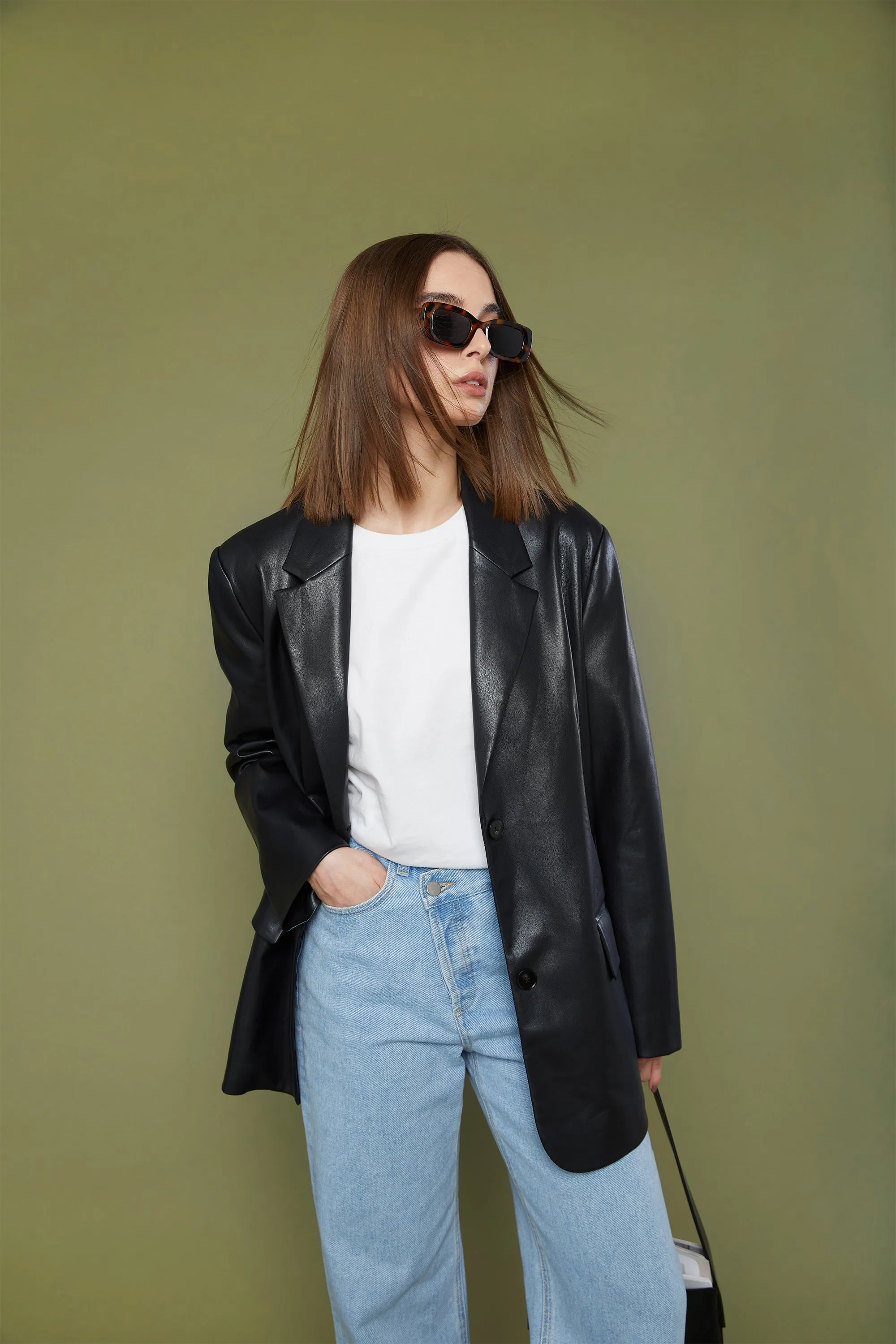 VEGAN LEATHER BLAZER