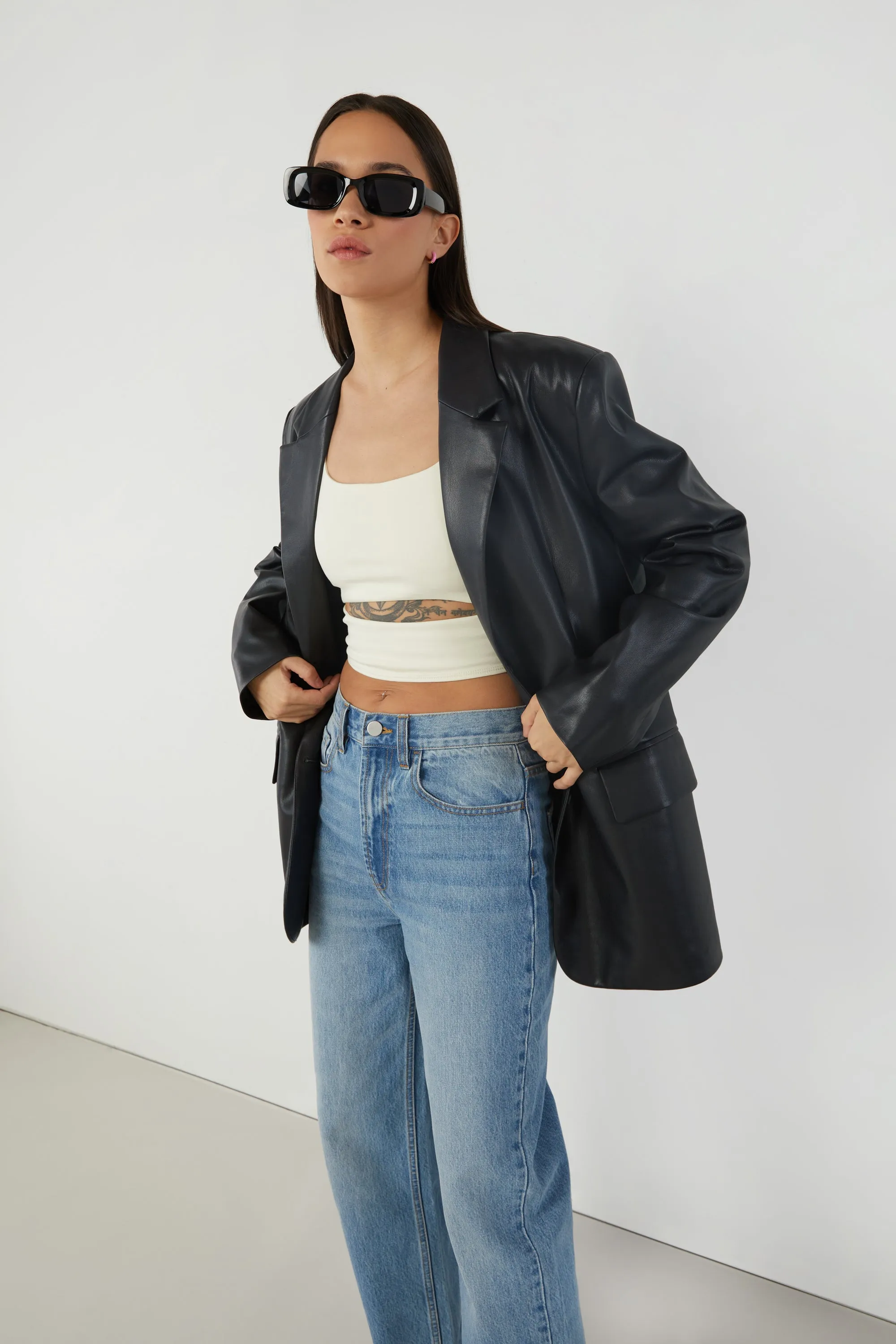 VEGAN LEATHER BLAZER