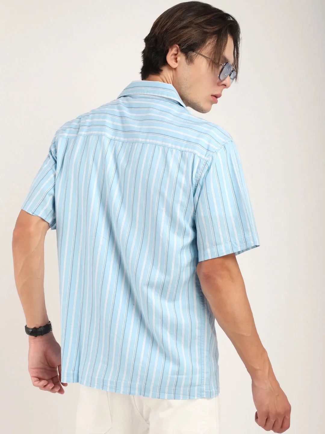 Vivid cotton Sky Blue Half Sleeves Shirt