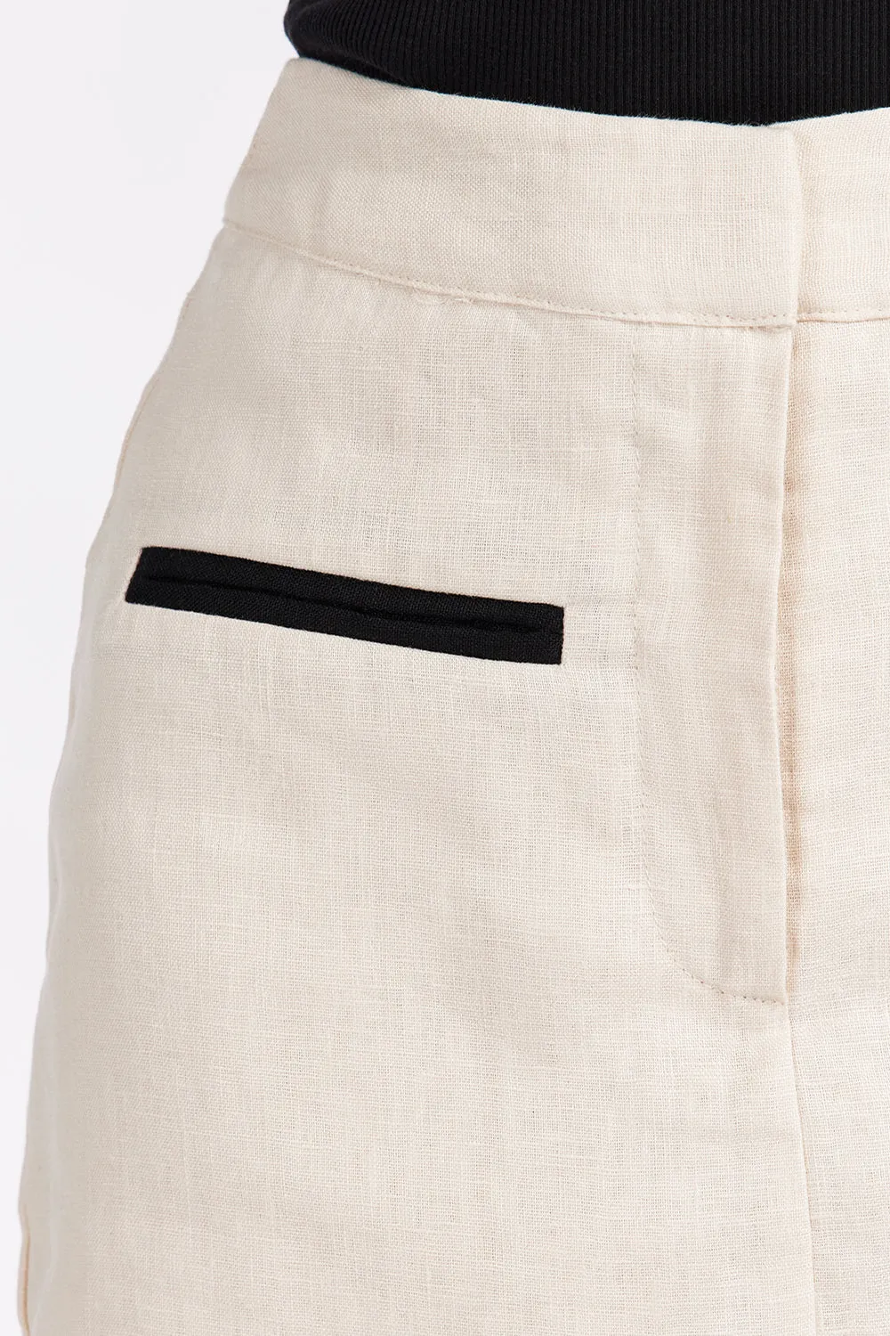 VON CREAM LINEN SKORT