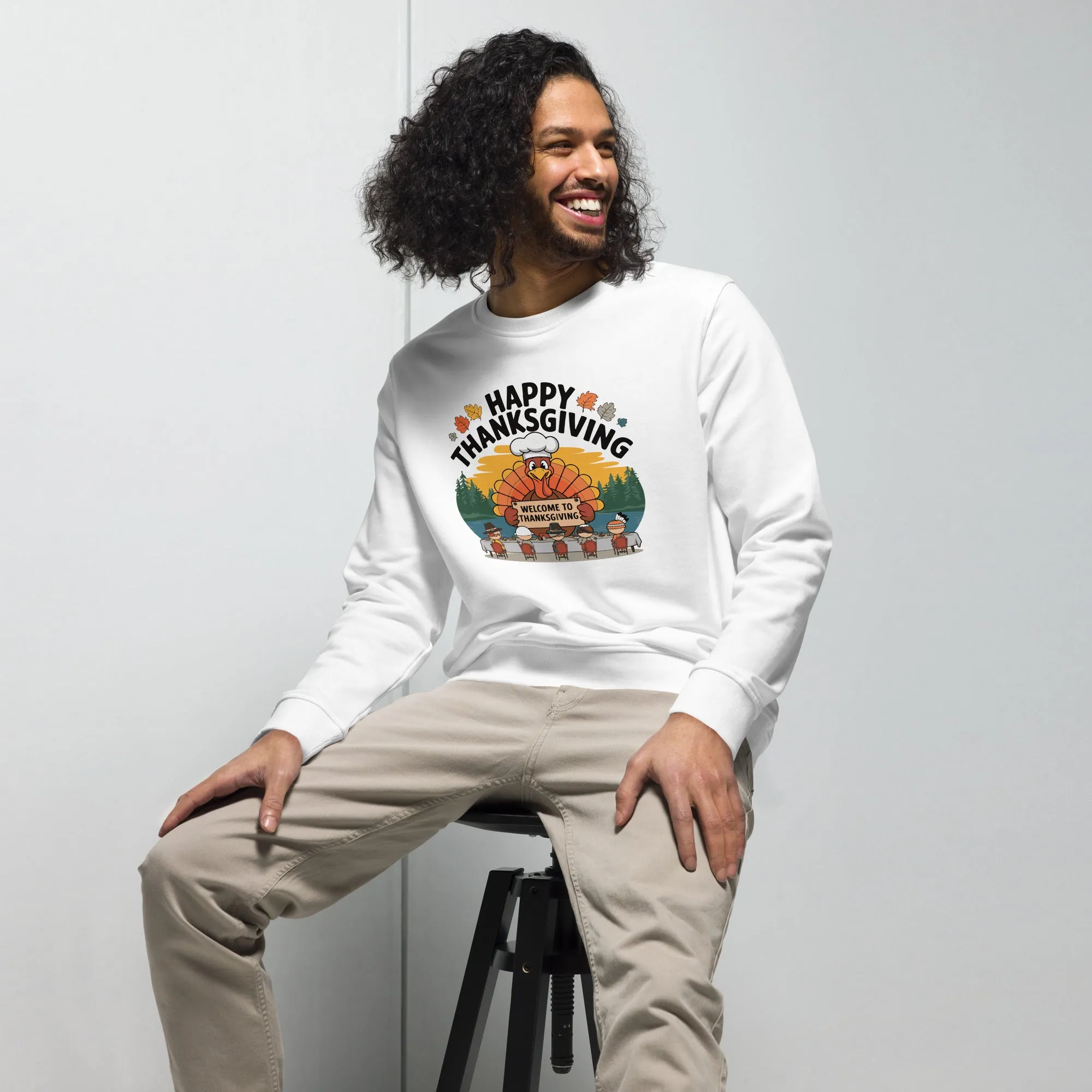 Welcome To Thanksgiving Graphic Men Organic Sweatshirt