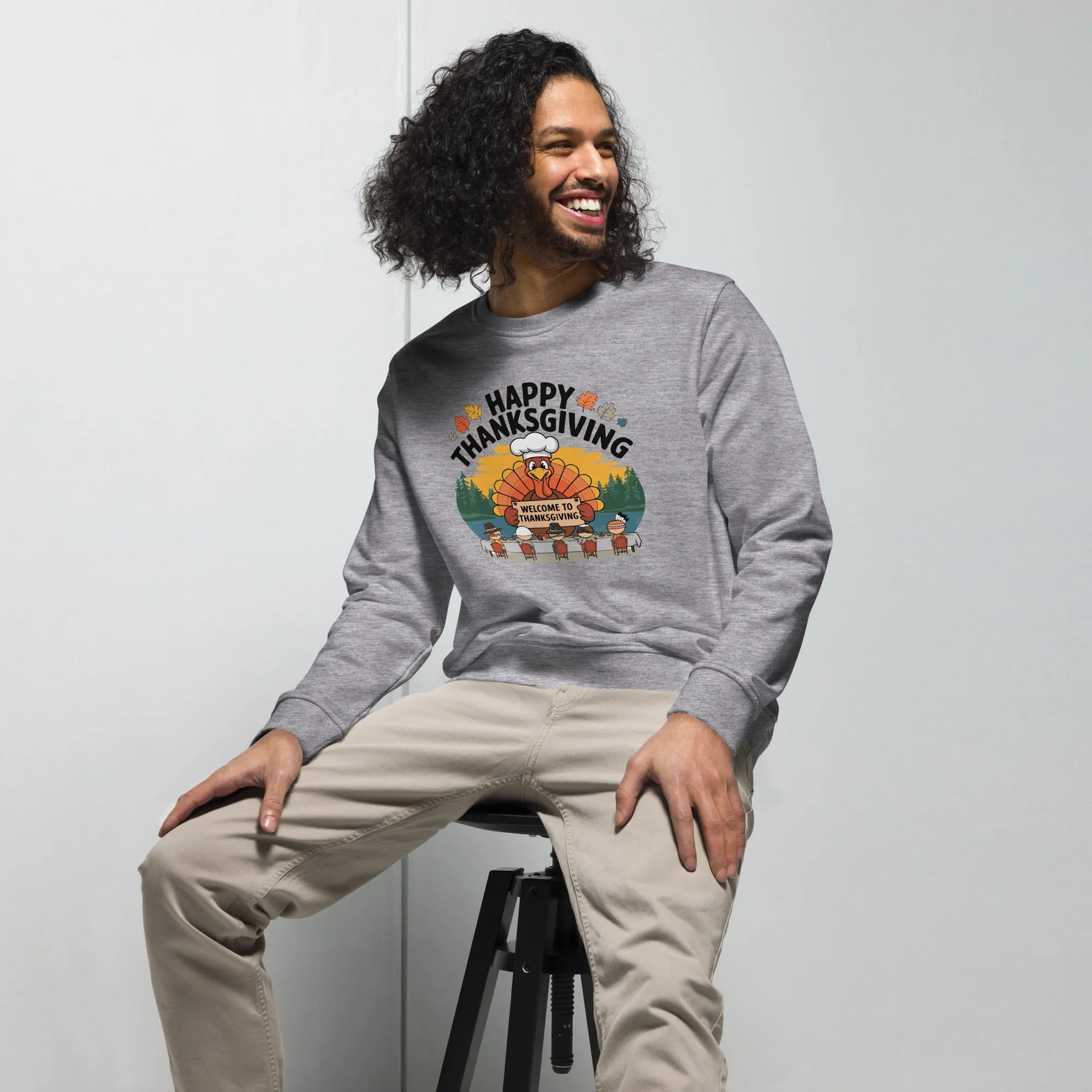 Welcome To Thanksgiving Graphic Men Organic Sweatshirt