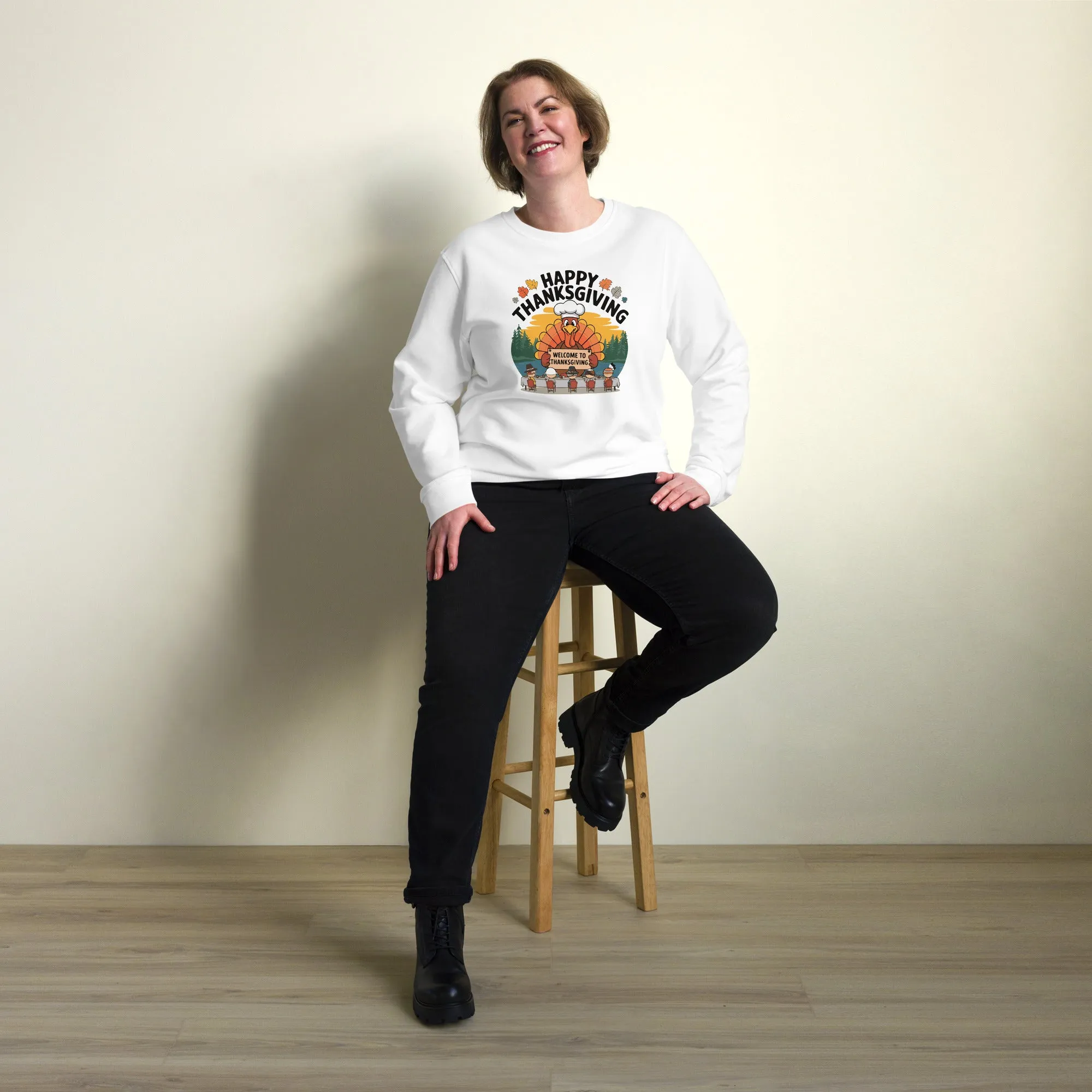 Welcome To Thanksgiving Graphic Women Organic Sweatshirt