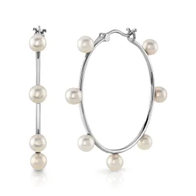 White Freshwater Pearl Hoop Kylie Earrings