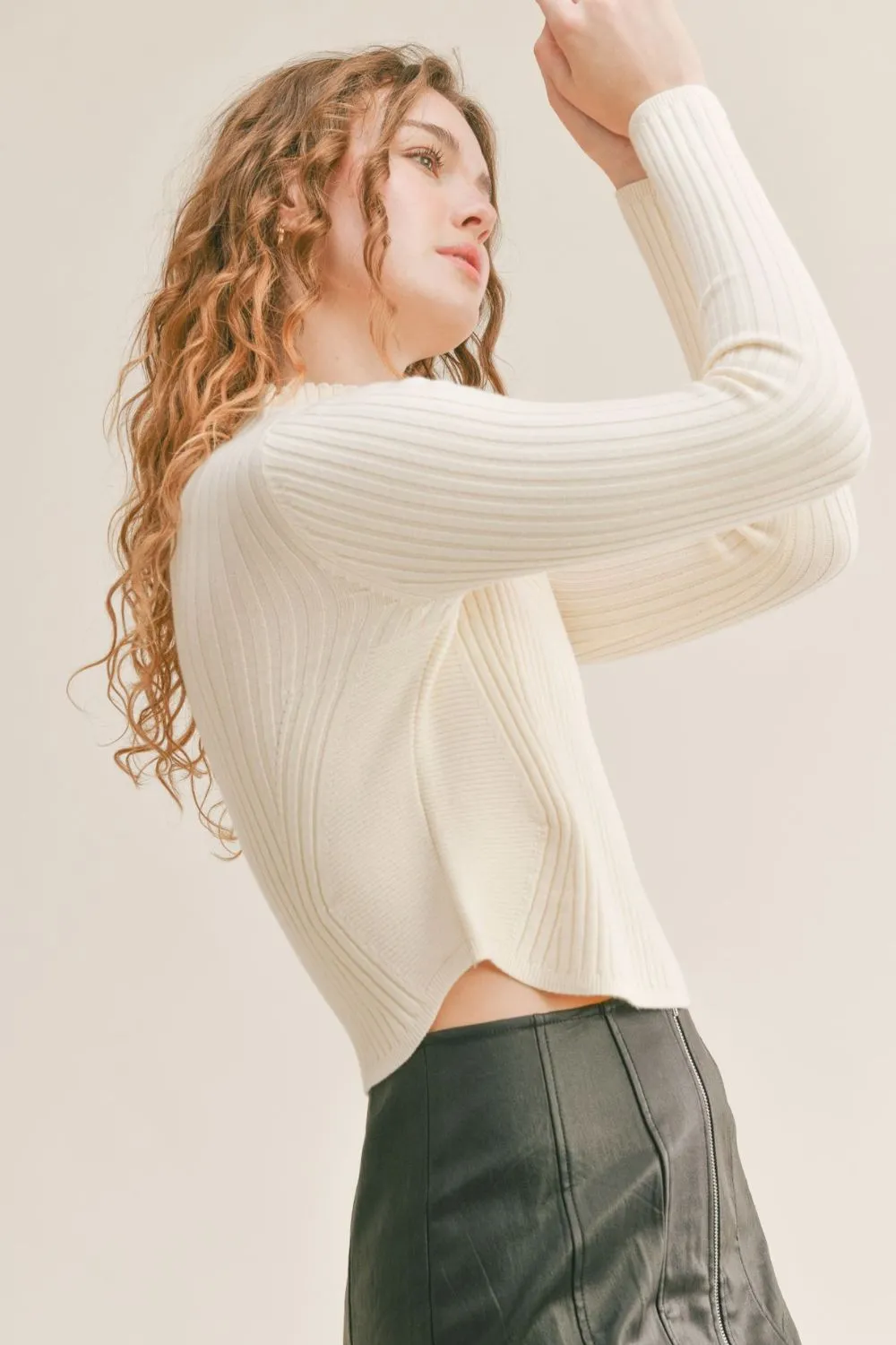 Women's Basic Rib Knit Layer Sweater | Ivory