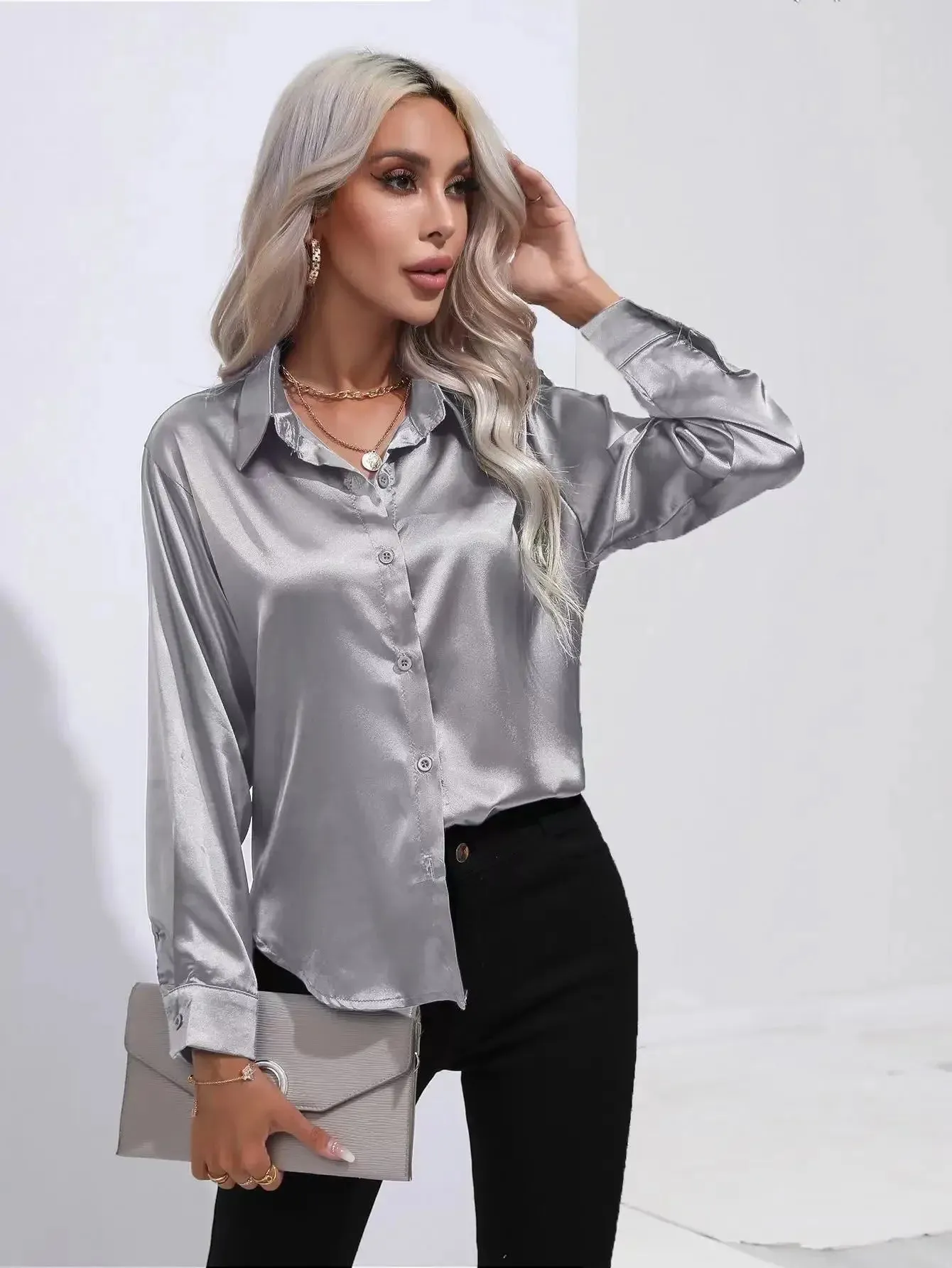 Women's Blouse Crop Shirt Korean Fashion Long Sleeves