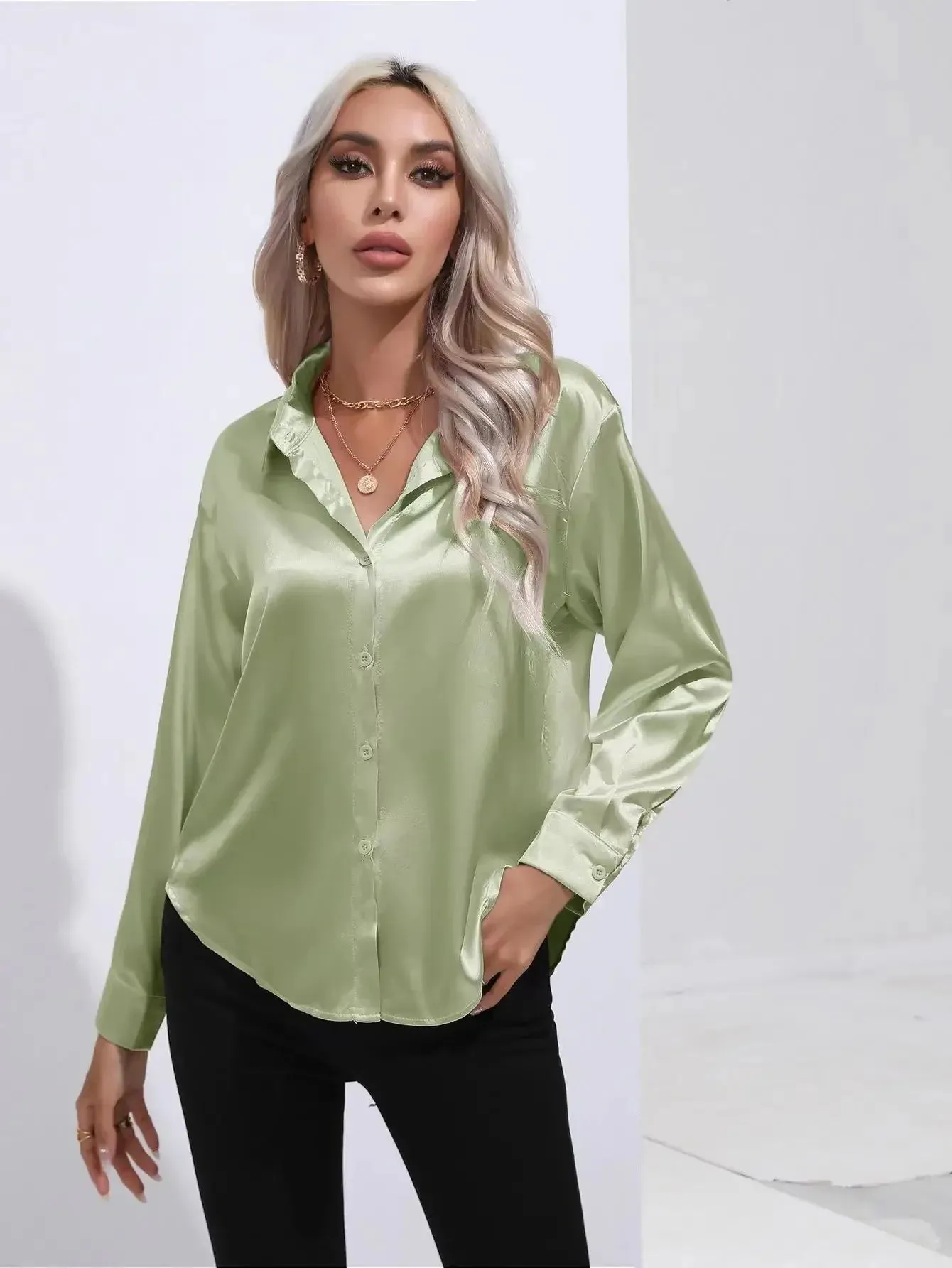 Women's Blouse Crop Shirt Korean Fashion Long Sleeves