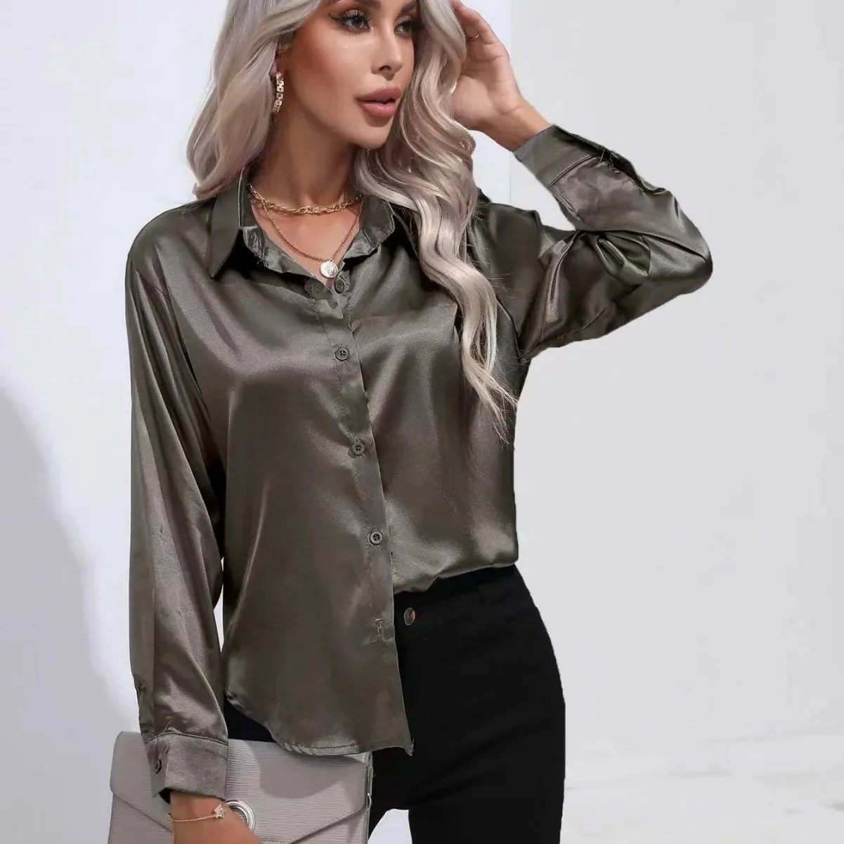 Women's Blouse Crop Shirt Korean Fashion Long Sleeves