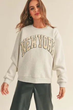 Women's Letterman New York Crewneck Sweatshirt | Heather Gray